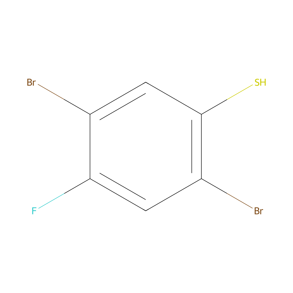 2,5-Dibromo-4-fluorobenzenethiol molecular structure, CAS 1263376-15-3