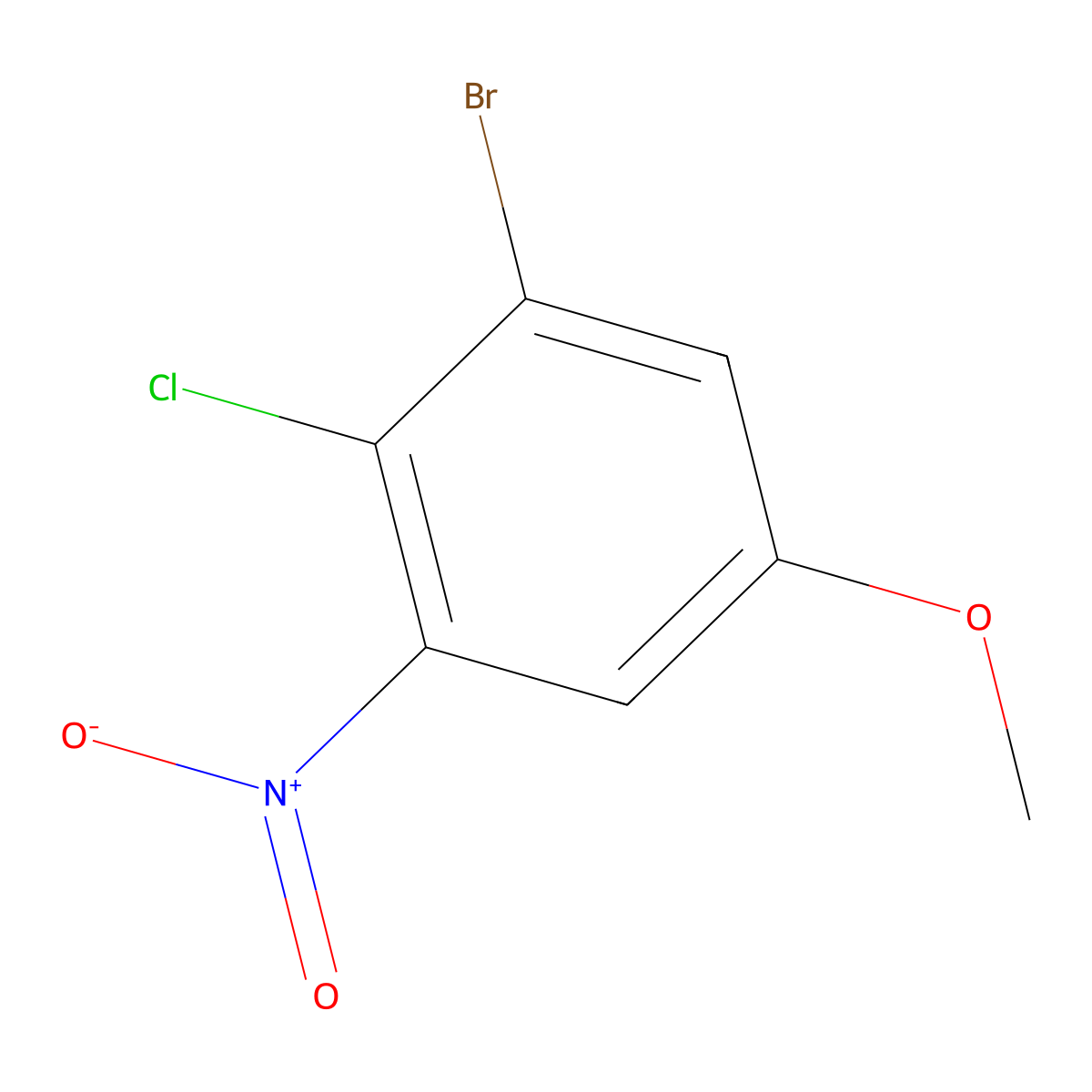 1-Bromo-2-chloro-5-methoxy-3-nitrobenzene molecular structure, CAS 1263376-18-6