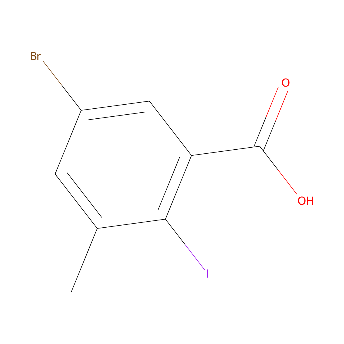 5-Bromo-2-iodo-3-methylbenzoic acid molecular structure, CAS 1263376-42-6