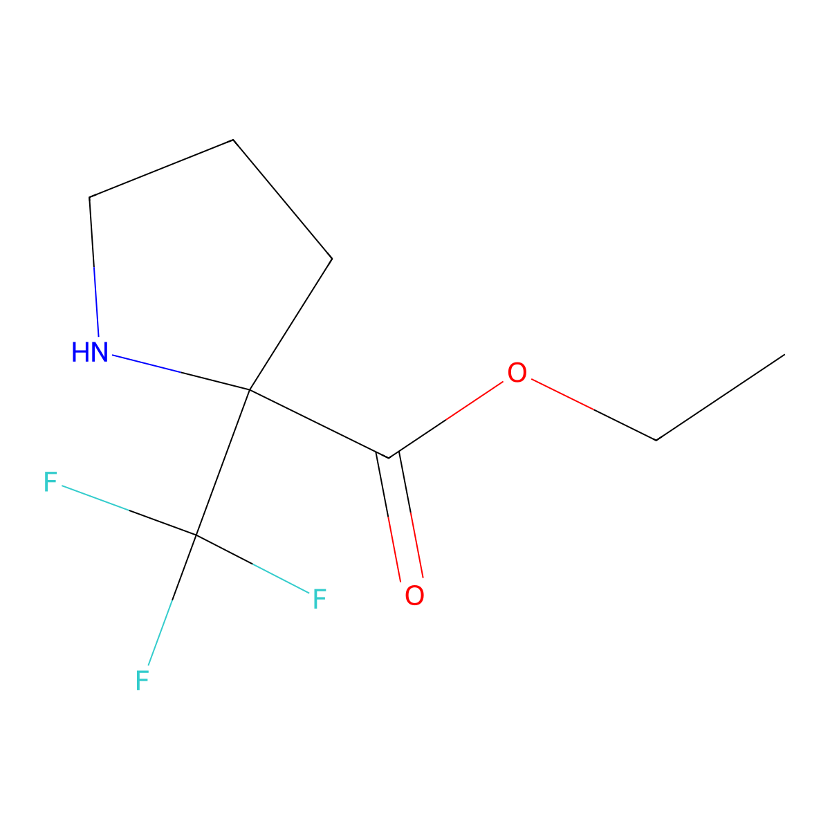 Ethyl 2-Trifluoromethyl-pyrrolidine-2-carboxylate molecular structure, CAS 1263376-80-2