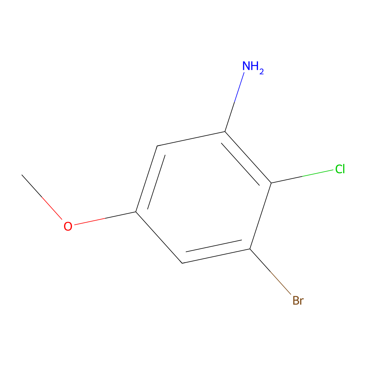 3-Bromo-2-chloro-5-methoxyaniline molecular structure, CAS 1263376-85-7