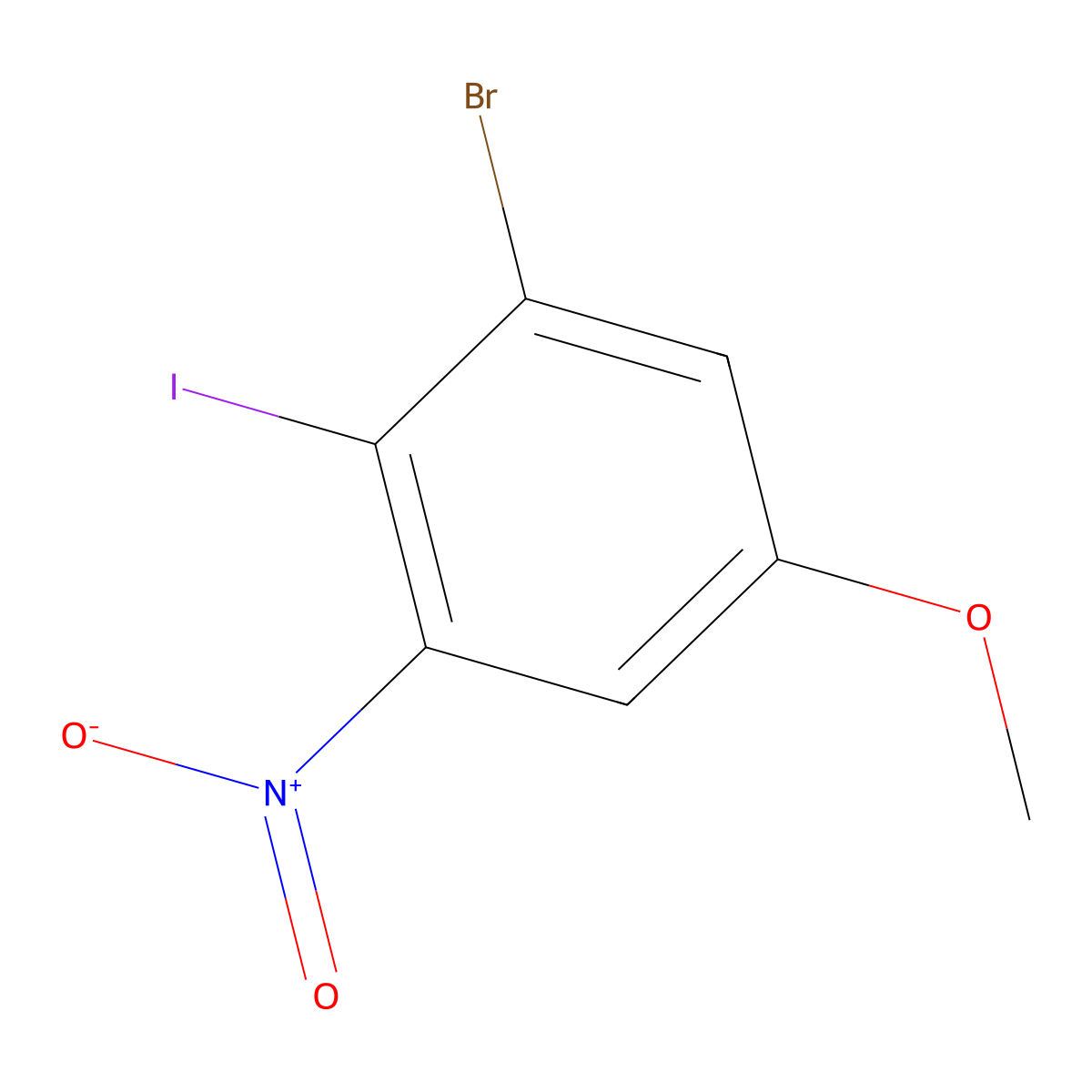 1-Bromo-2-iodo-5-methoxy-3-nitrobenzene molecular structure, CAS 1263376-99-3