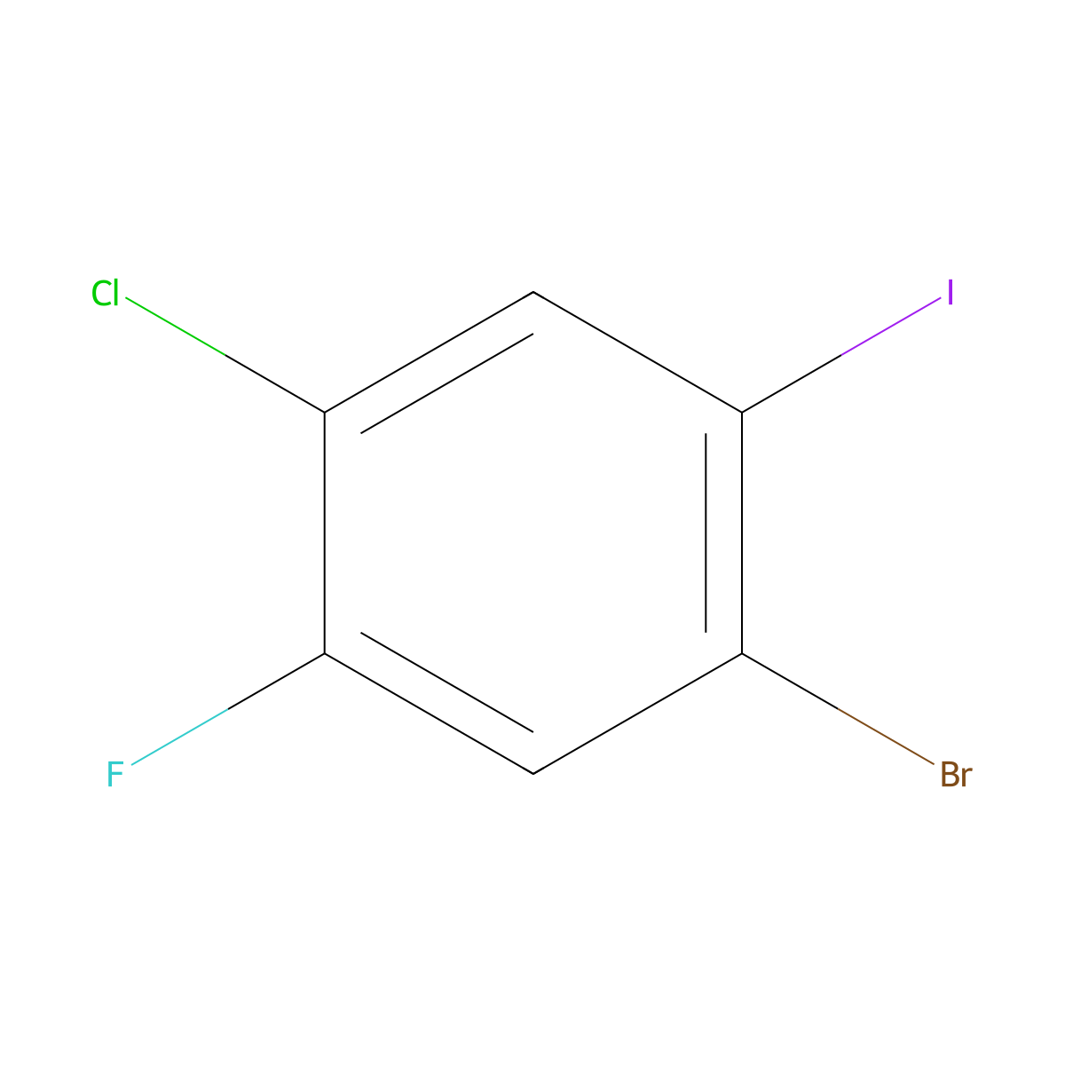 1-Bromo-4-chloro-5-fluoro-2-iodobenzene molecular structure, CAS 1263377-64-5