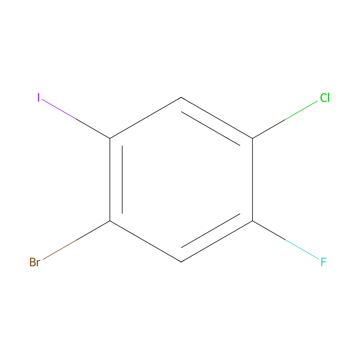 1-Bromo-4-chloro-5-fluoro-2-iodobenzene molecular structure, CAS 1263377-64-5
