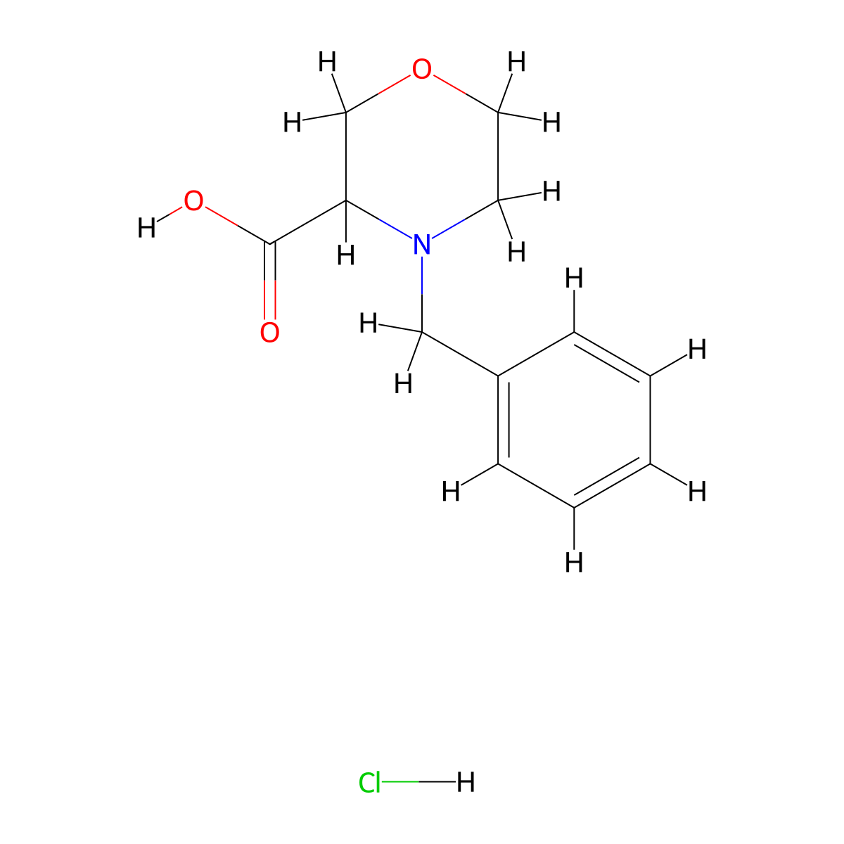 4-Benzylmorpholine-3-carboxylic acid hydrochloride molecular structure, CAS 1263377-92-9