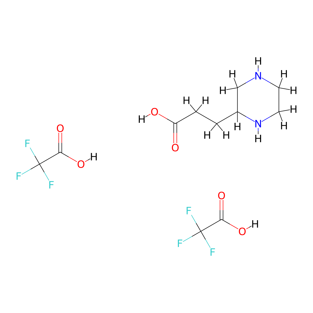 3-Piperazin-2-yl-propionic acid di-trifluoroacetate molecular structure, CAS 1263377-97-4