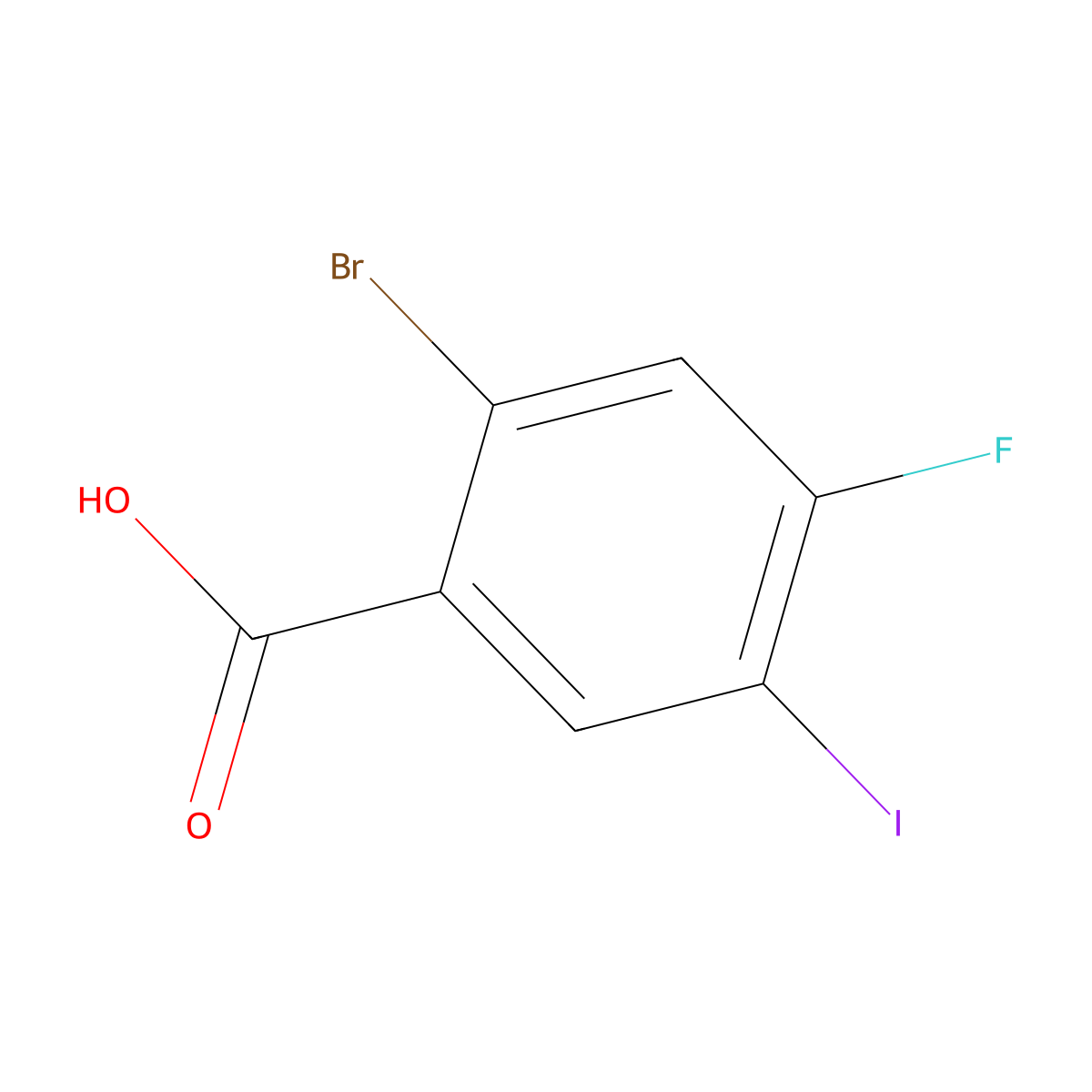 2-Bromo-4-fluoro-5-iodo-benzoic acid molecular structure, CAS 1263378-34-2