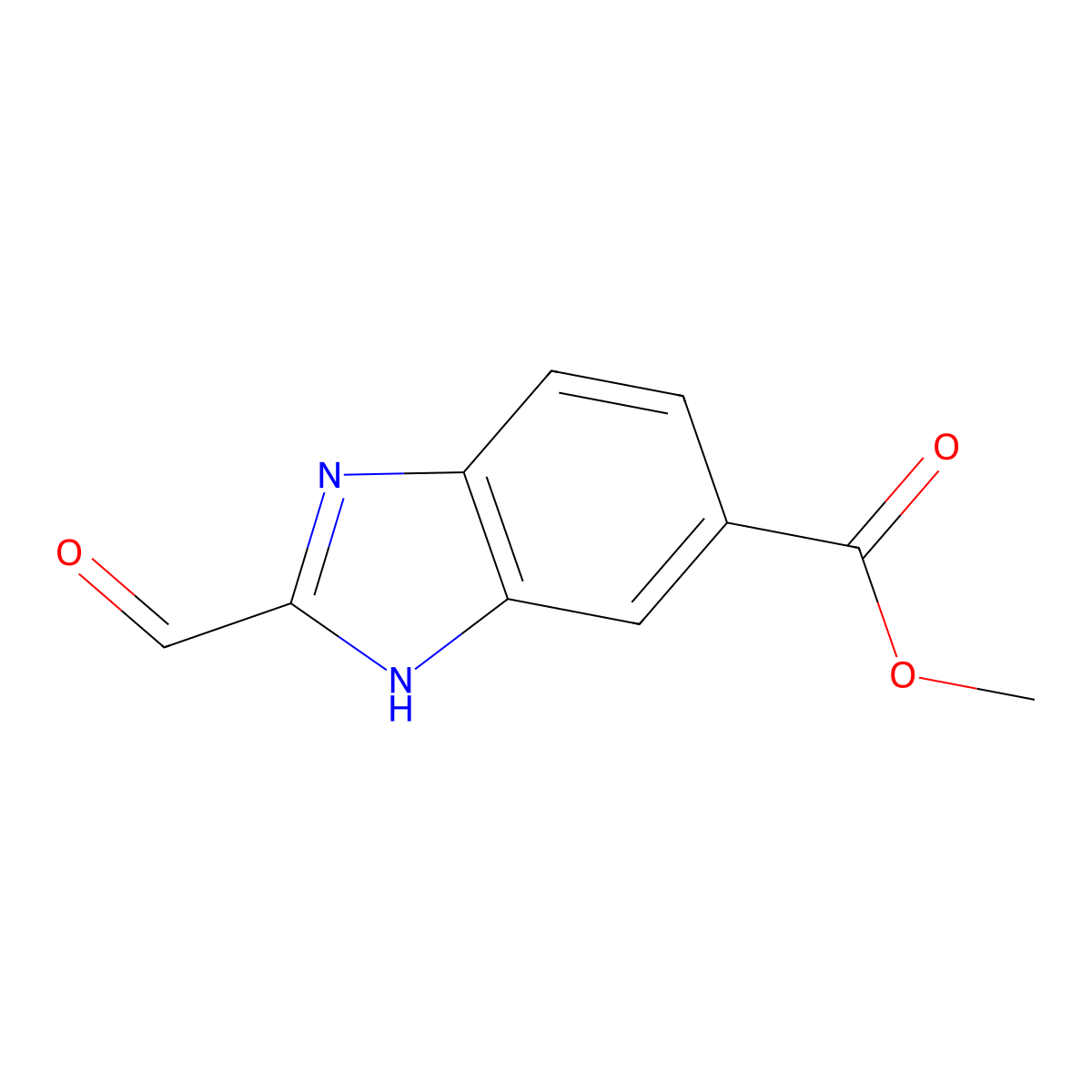2-Formyl-1H-benzoimidazole-5-carboxylic acid methyl ester molecular structure, CAS 1263378-35-3
