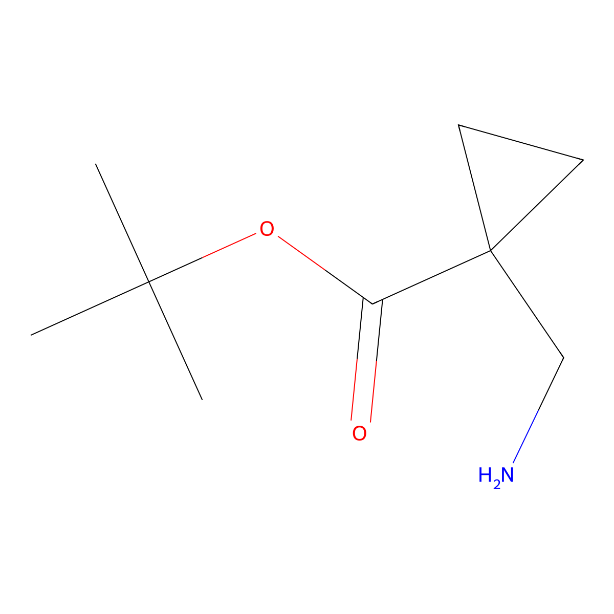 Cyclopropanecarboxylic acid, 1-(aminomethyl)-, 1,1-dimethylethyl ester molecular structure, CAS 1263378-36-4