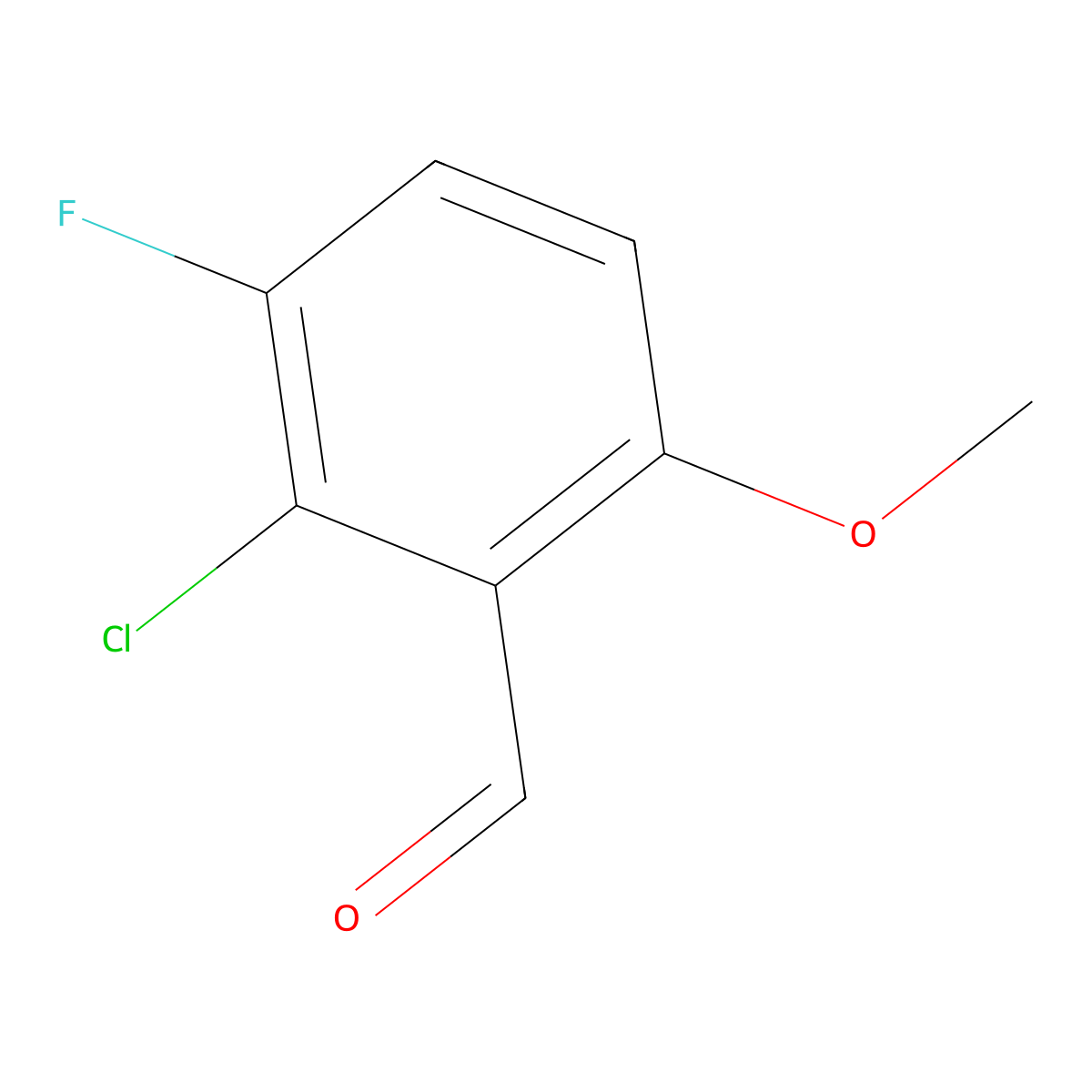 2-Chloro-3-fluoro-6-methoxybenzaldehyde molecular structure, CAS 1263378-40-0