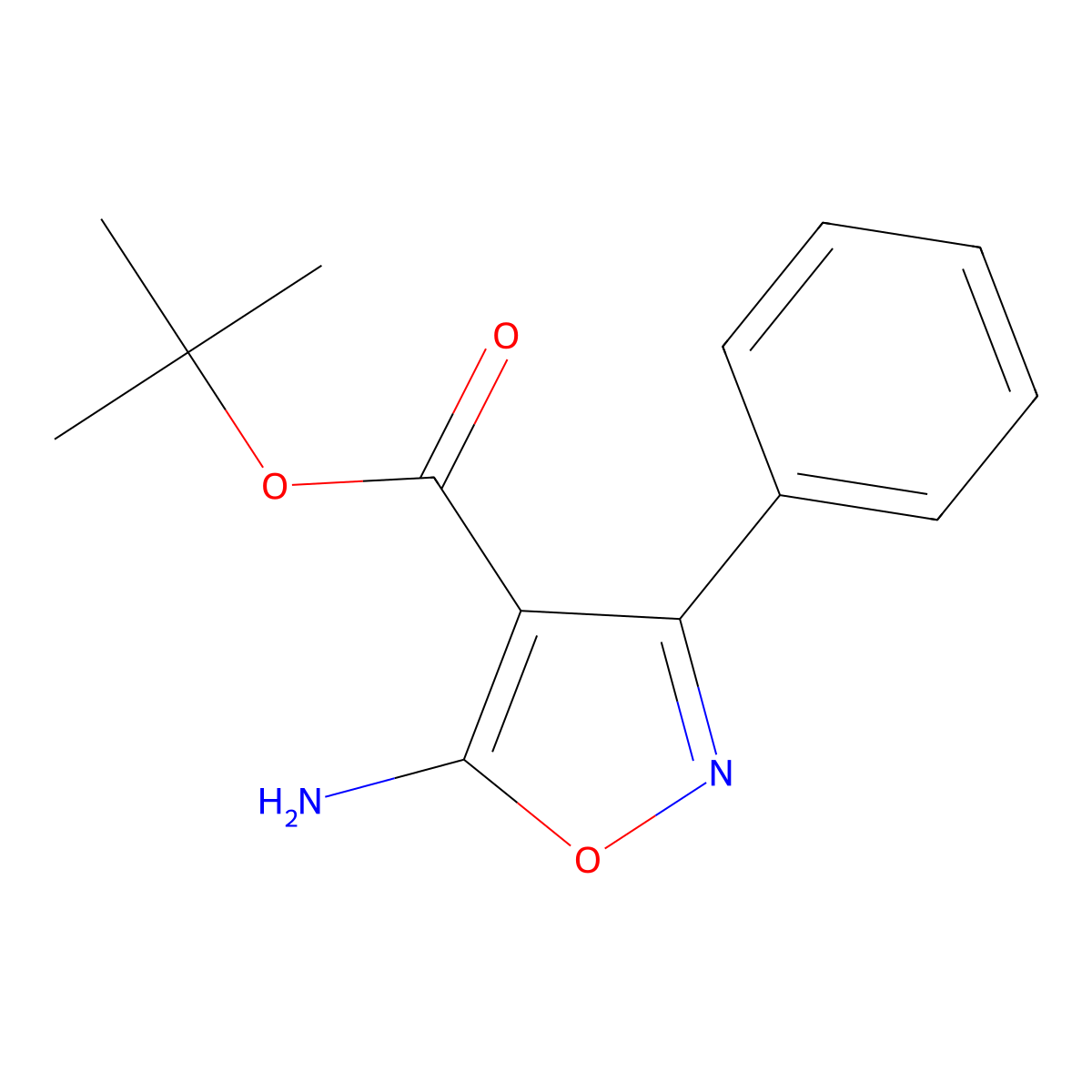 5-Amino-3-phenyl-isoxazole-4-carboxylic acid tert-butyl ester molecular structure, CAS 1263378-53-5