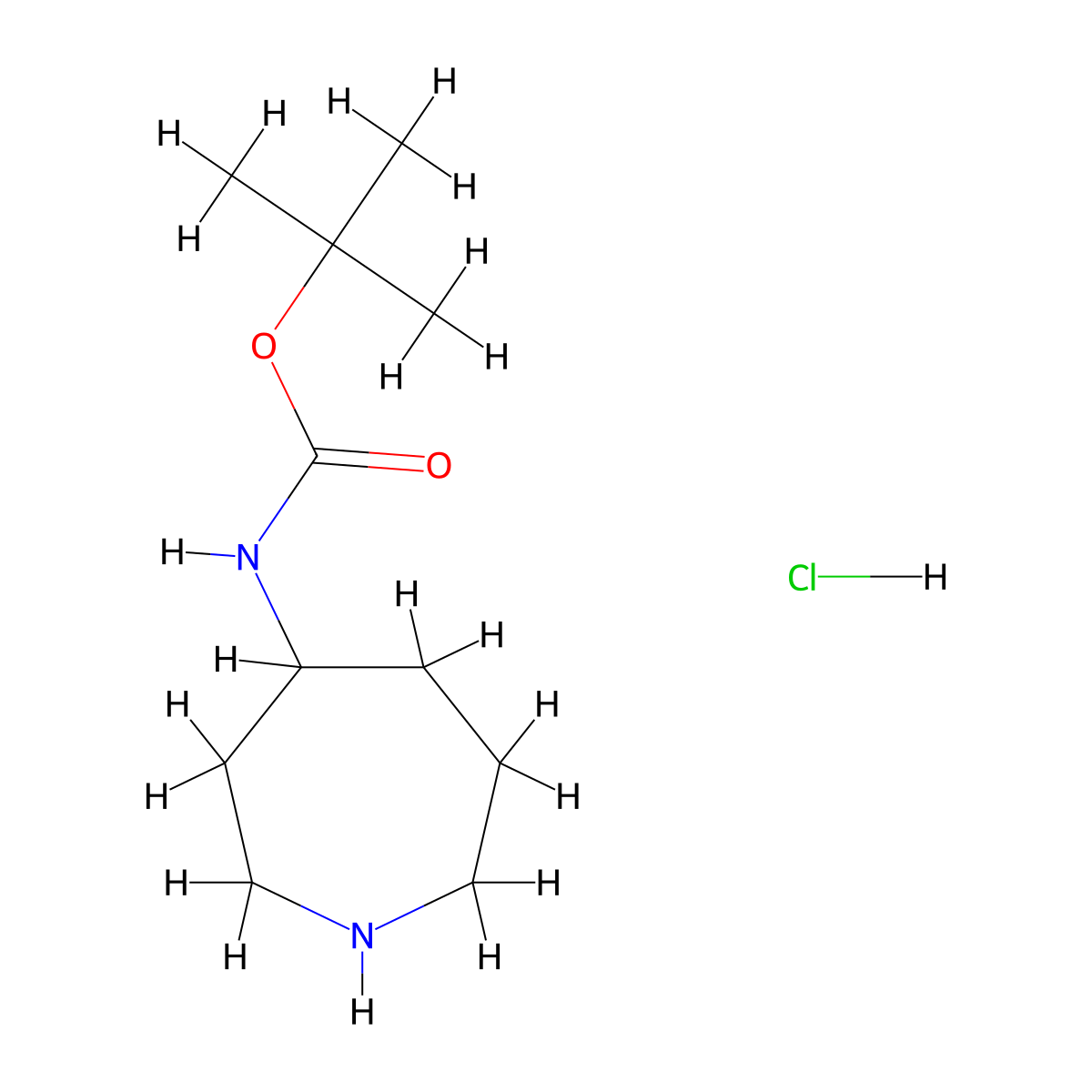 Azepan-4-yl-carbamic acid tert-butyl ester hydrochloride molecular structure, CAS 1263378-54-6