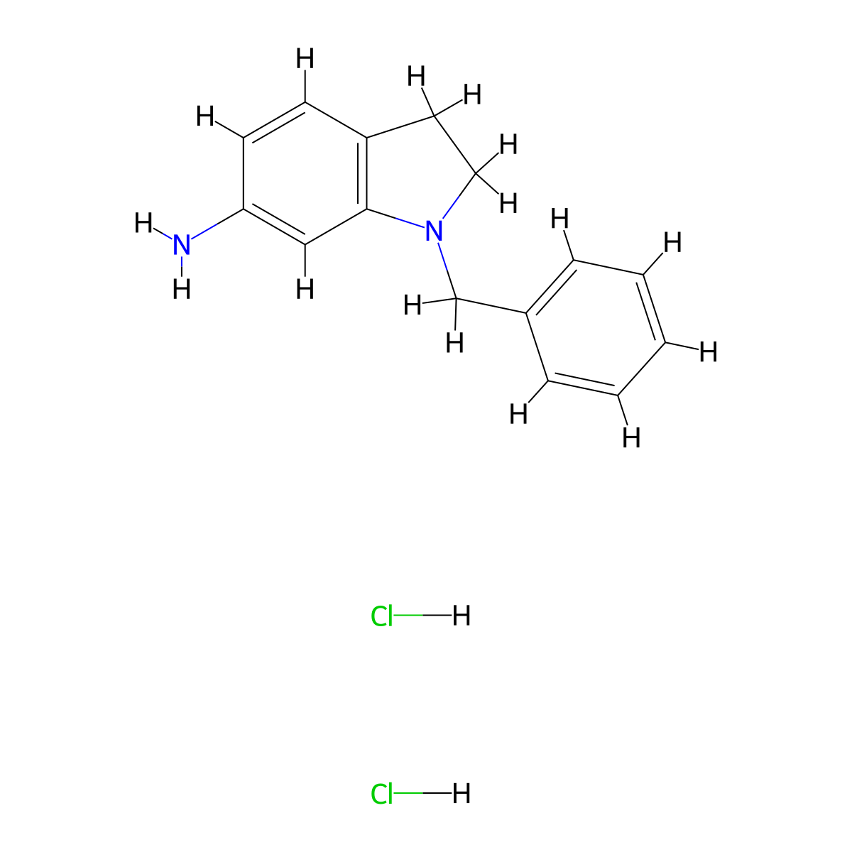 1-Benzyl-2,3-dihydro-1H-indol-6-ylamine dihydrochloride molecular structure, CAS 1263378-73-9