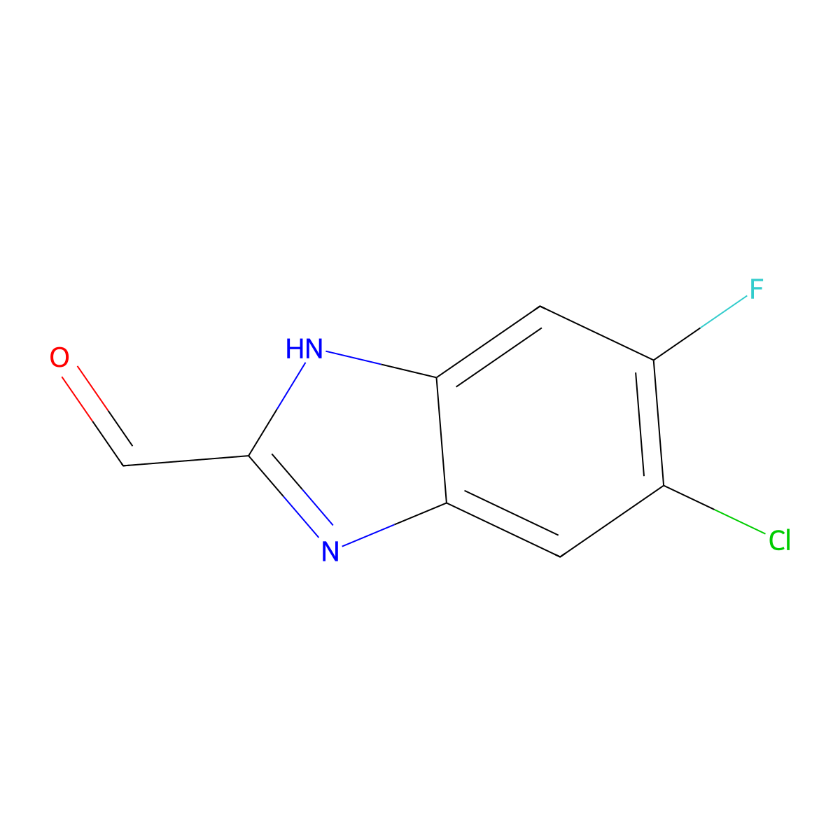 5-Chloro-6-fluoro-1H-benzoimidazole-2-carbaldehyde molecular structure, CAS 1263378-80-8