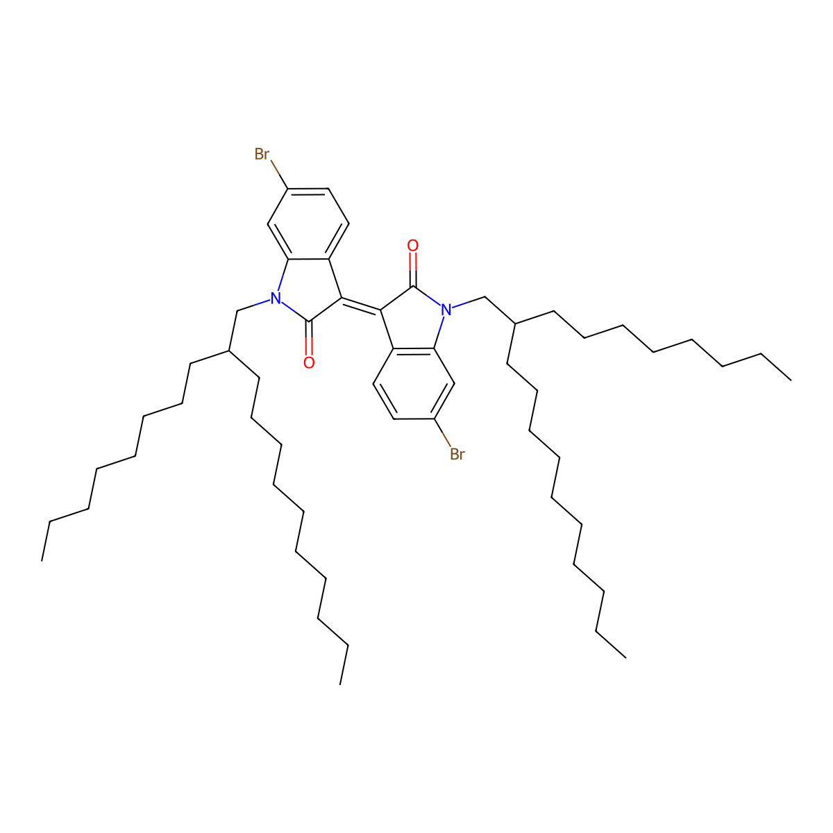 6,6'-Dibromo-1,1'-bis(2-octyldodecyl)-[3,3'-biindolinylidene]-2,2'-dione molecular structure, CAS 1263379-85-6