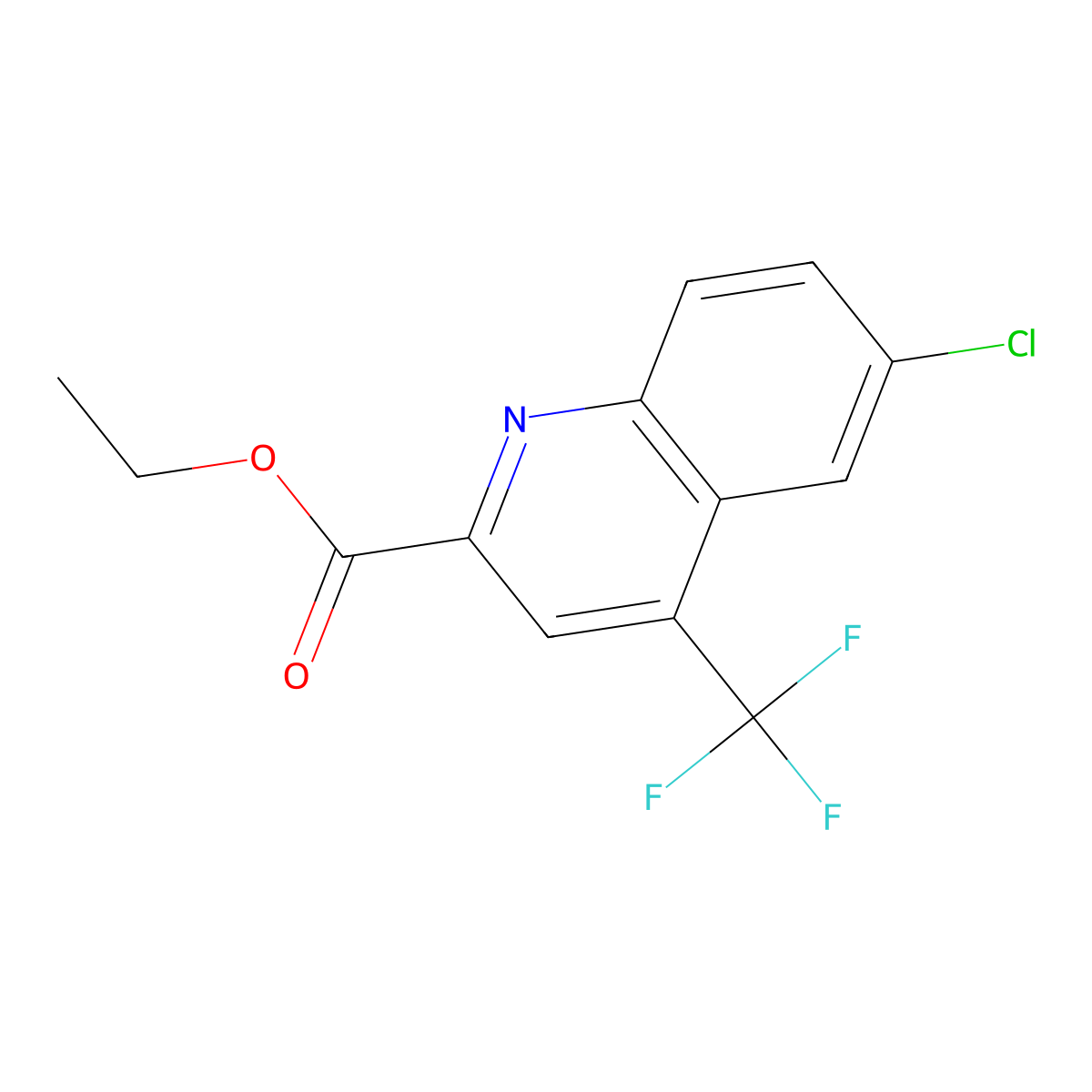 2-Quinolinecarboxylic acid, 6-chloro-4-(trifluoromethyl)-, ethyl ester molecular structure, CAS 1263386-32-8