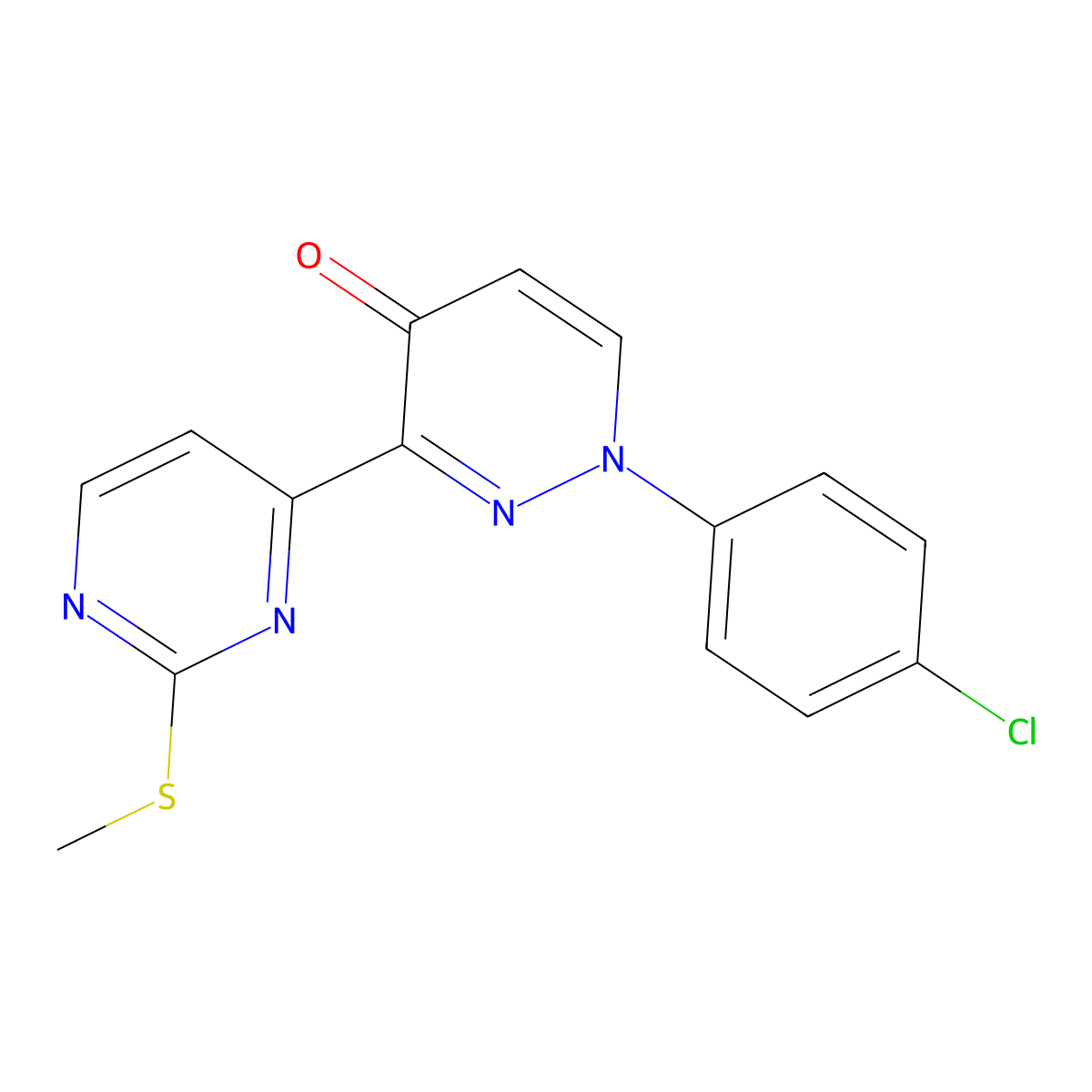 1-(4-Chlorophenyl)-3-[2-(methylsulfanyl)pyrimidin-4-yl]-1,4-dihydropyridazin-4-one molecular structure, CAS 1263386-33-9