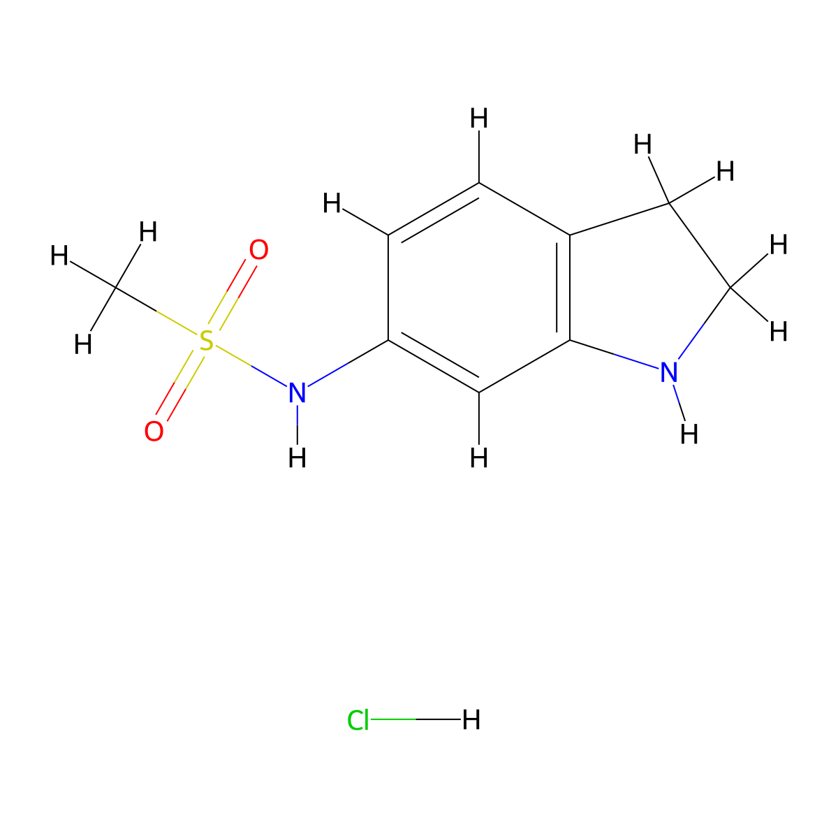 N-(2,3-dihydro-1H-indol-6-yl)methanesulfonamide hydrochloride molecular structure, CAS 1263386-37-3