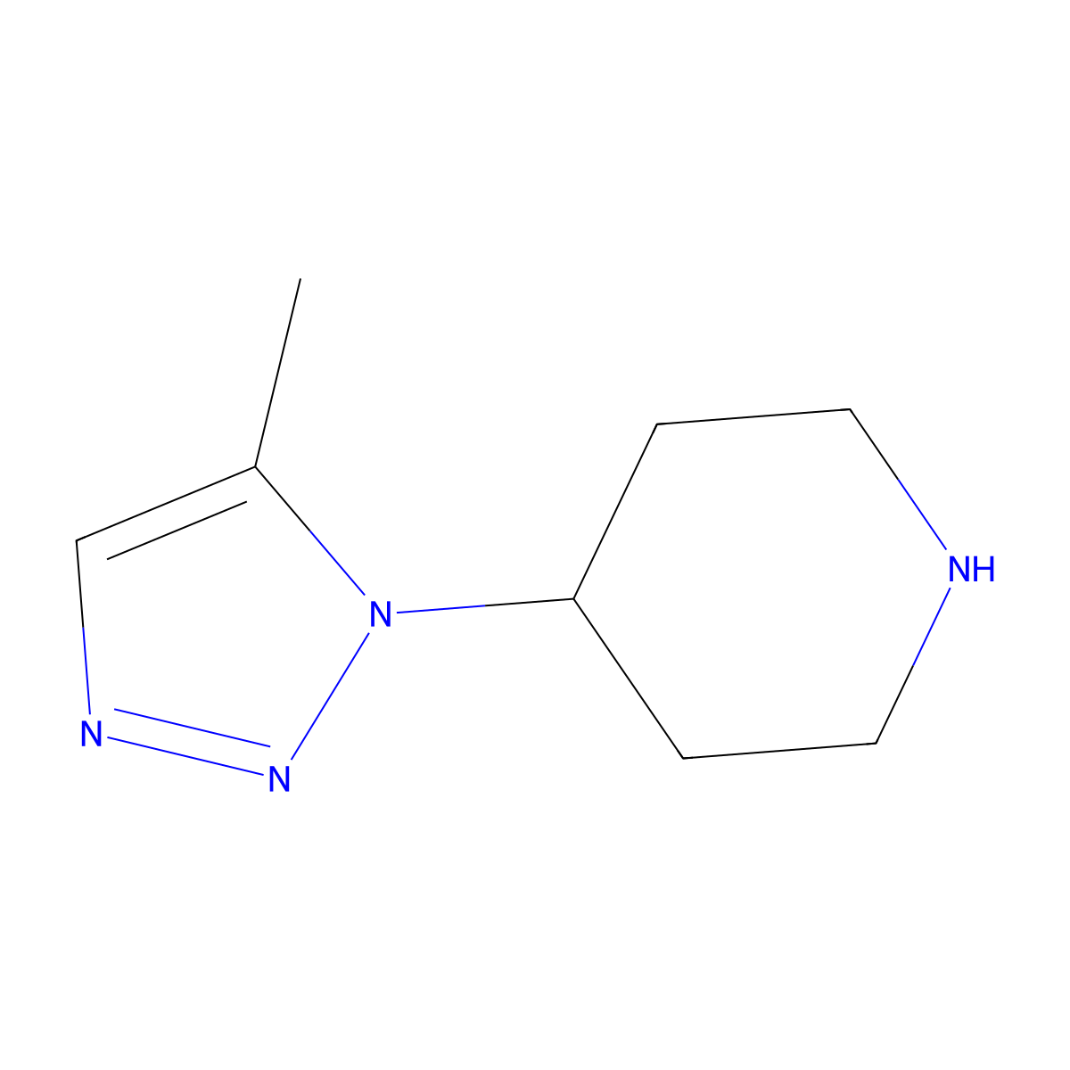 4-(5-methyl-1H-1,2,3-triazol-1-yl)piperidine molecular structure, CAS 1263387-96-7