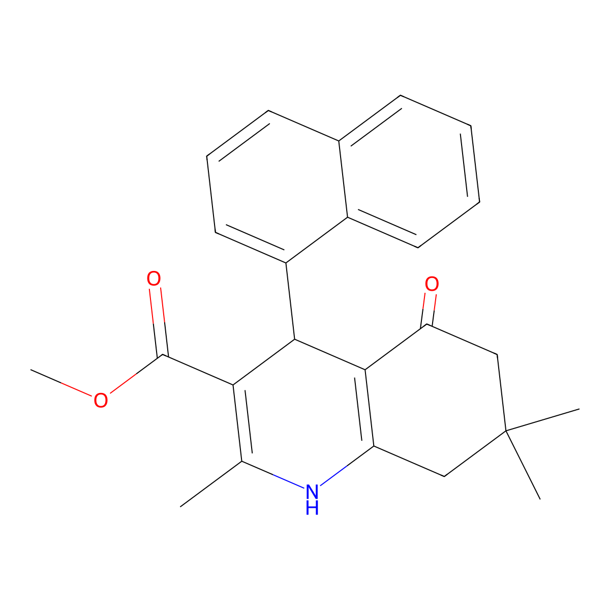 Methyl 2,7,7-trimethyl-4-(naphthalen-1-yl)-5-oxo-1,4,5,6,7,8-hexahydroquinoline-3-carboxylate molecular structure, CAS 126342-54-9