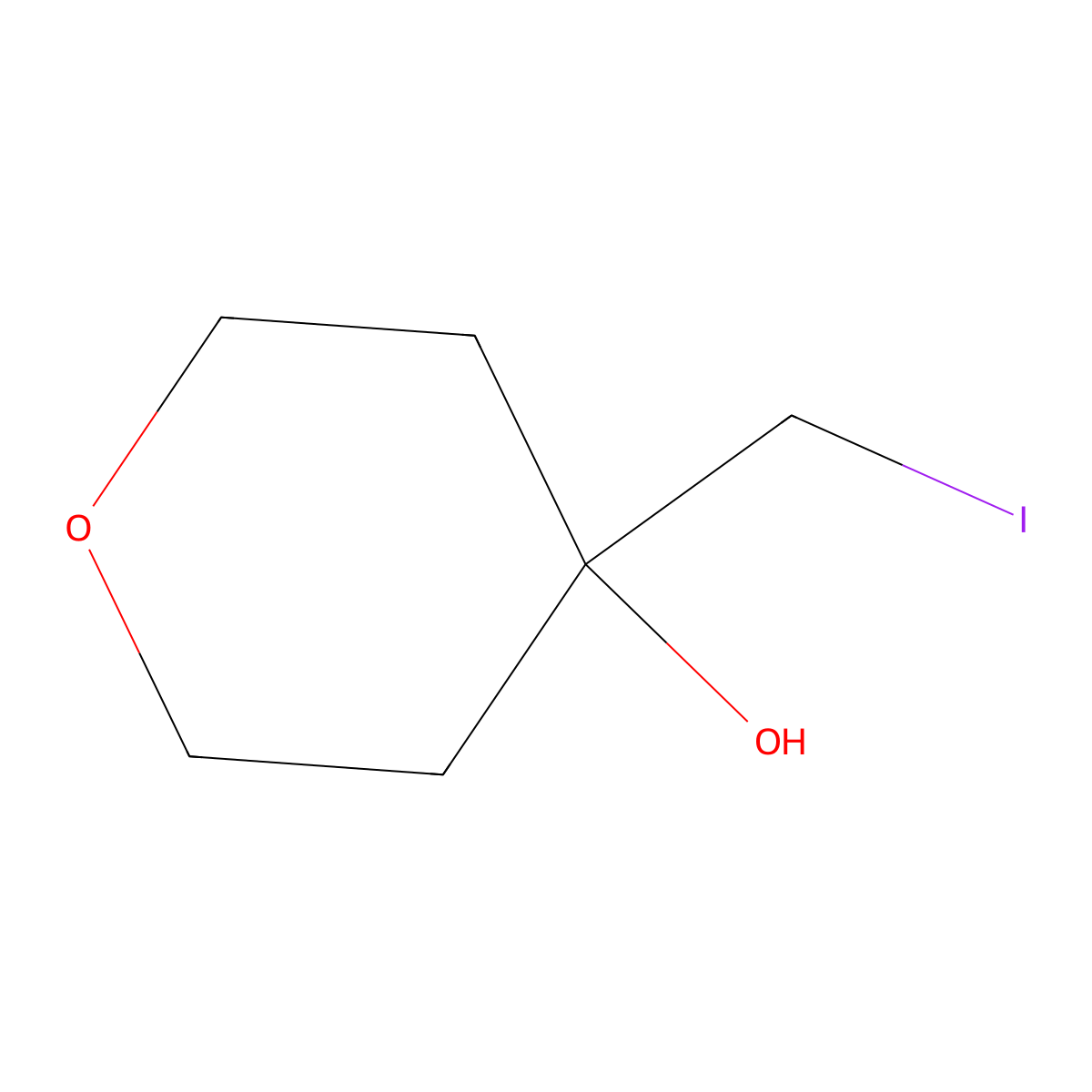 4-(iodomethyl)tetrahydro-2H-pyran-4-ol molecular structure, CAS 1263505-84-5