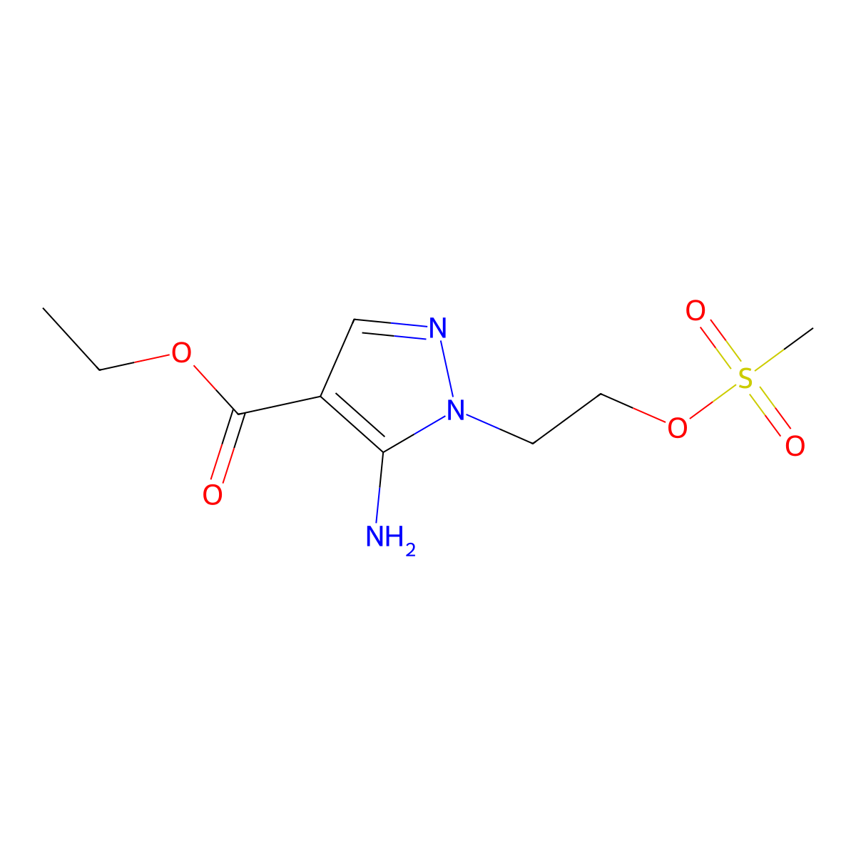 ethyl 5-amino-1-[2-(methanesulfonyloxy)ethyl]-1H-pyrazole-4-carboxylate molecular structure, CAS 126352-83-8