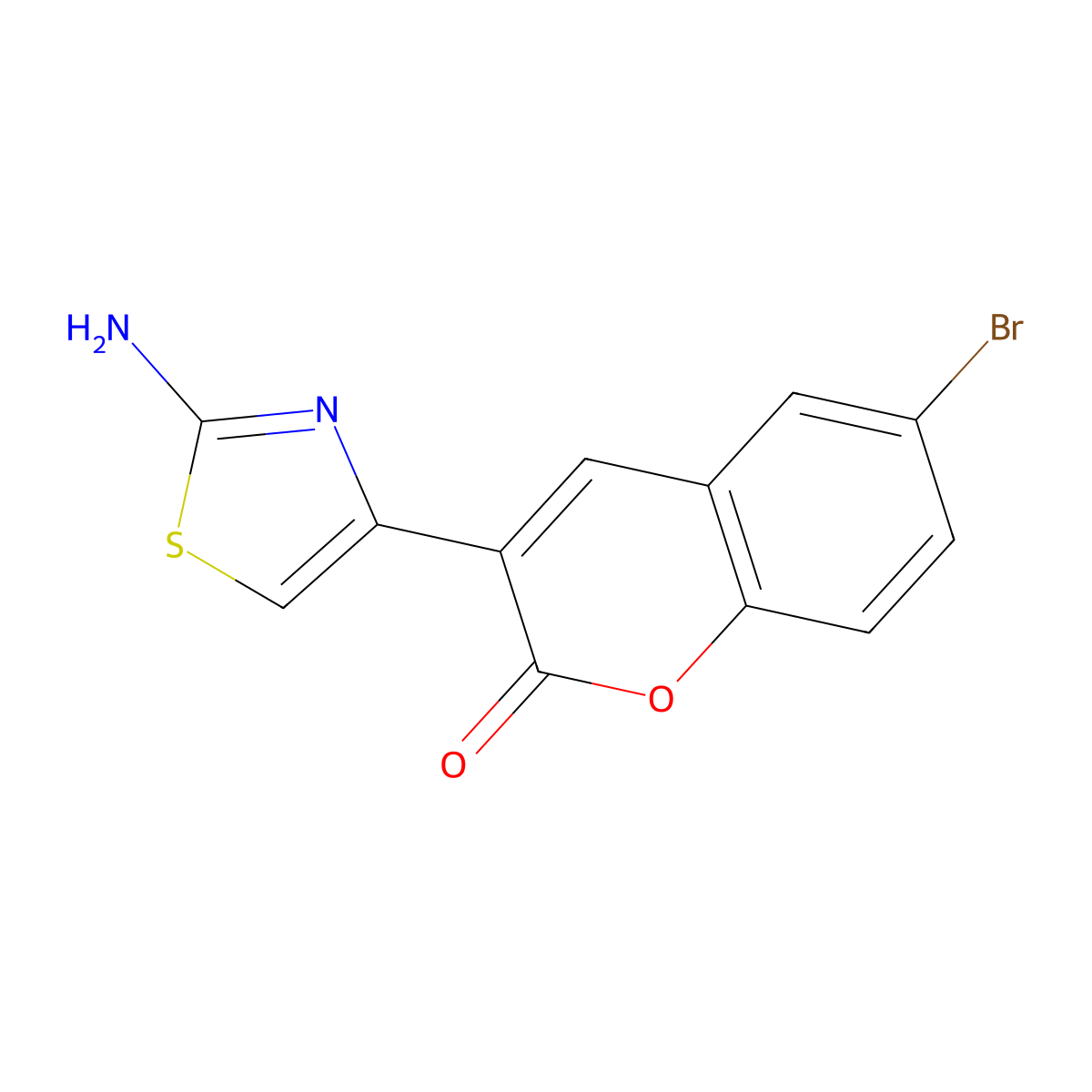 3-(2-amino-1,3-thiazol-4-yl)-6-bromo-2H-chromen-2-one molecular structure, CAS 126357-21-9