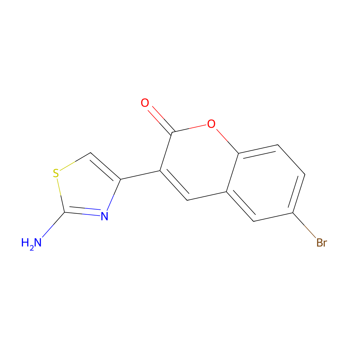 3-(2-amino-1,3-thiazol-4-yl)-6-bromo-2H-chromen-2-one molecular structure, CAS 126357-21-9