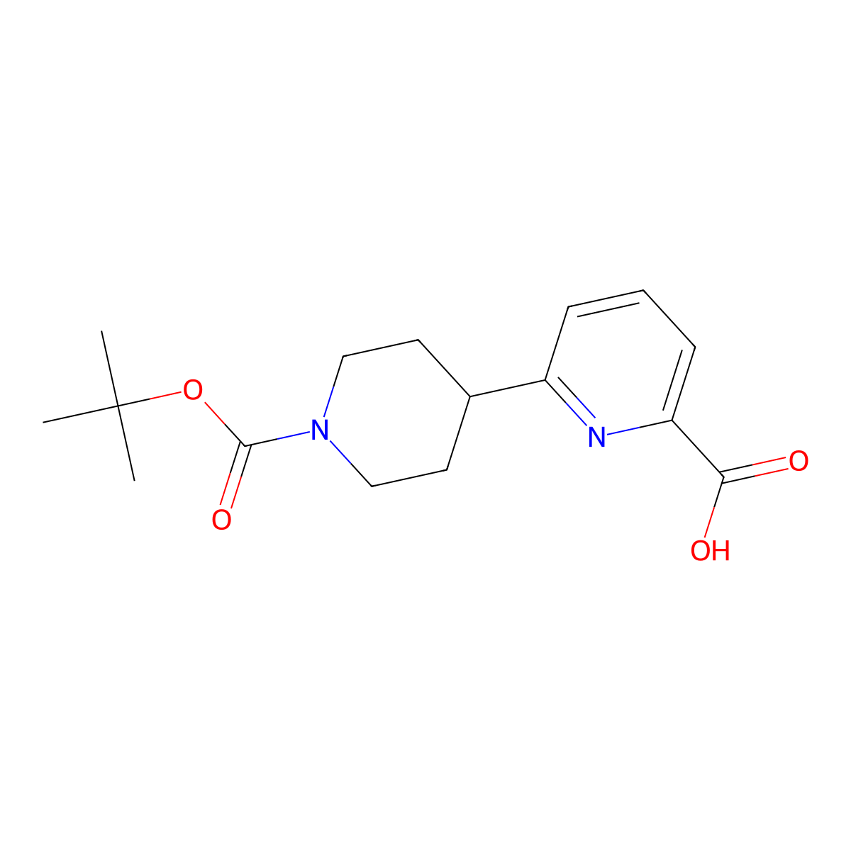 6-(1-(Tert-butoxycarbonyl)piperidin-4-yl)picolinic acid molecular structure, CAS 1263776-17-5