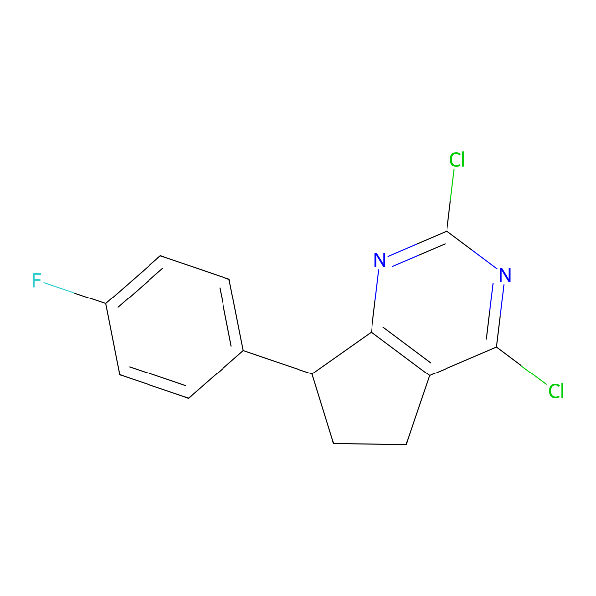 2,4-Dichloro-7-(4-fluorophenyl)-6,7-dihydro-5H-cyclopenta[D]pyrimidine molecular structure, CAS 1263868-30-9