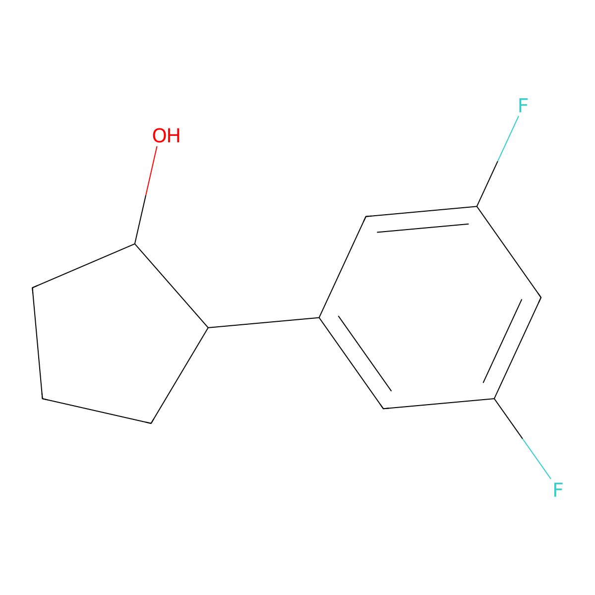trans-2-(3,5-Difluorophenyl)cyclopentanol molecular structure, CAS 1263869-50-6