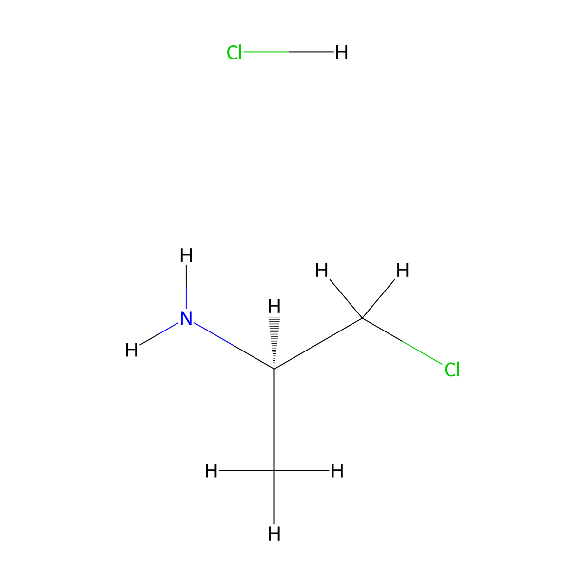 (2R)-1-chloropropan-2-amine;hydrochloride molecular structure, CAS 1263899-01-9