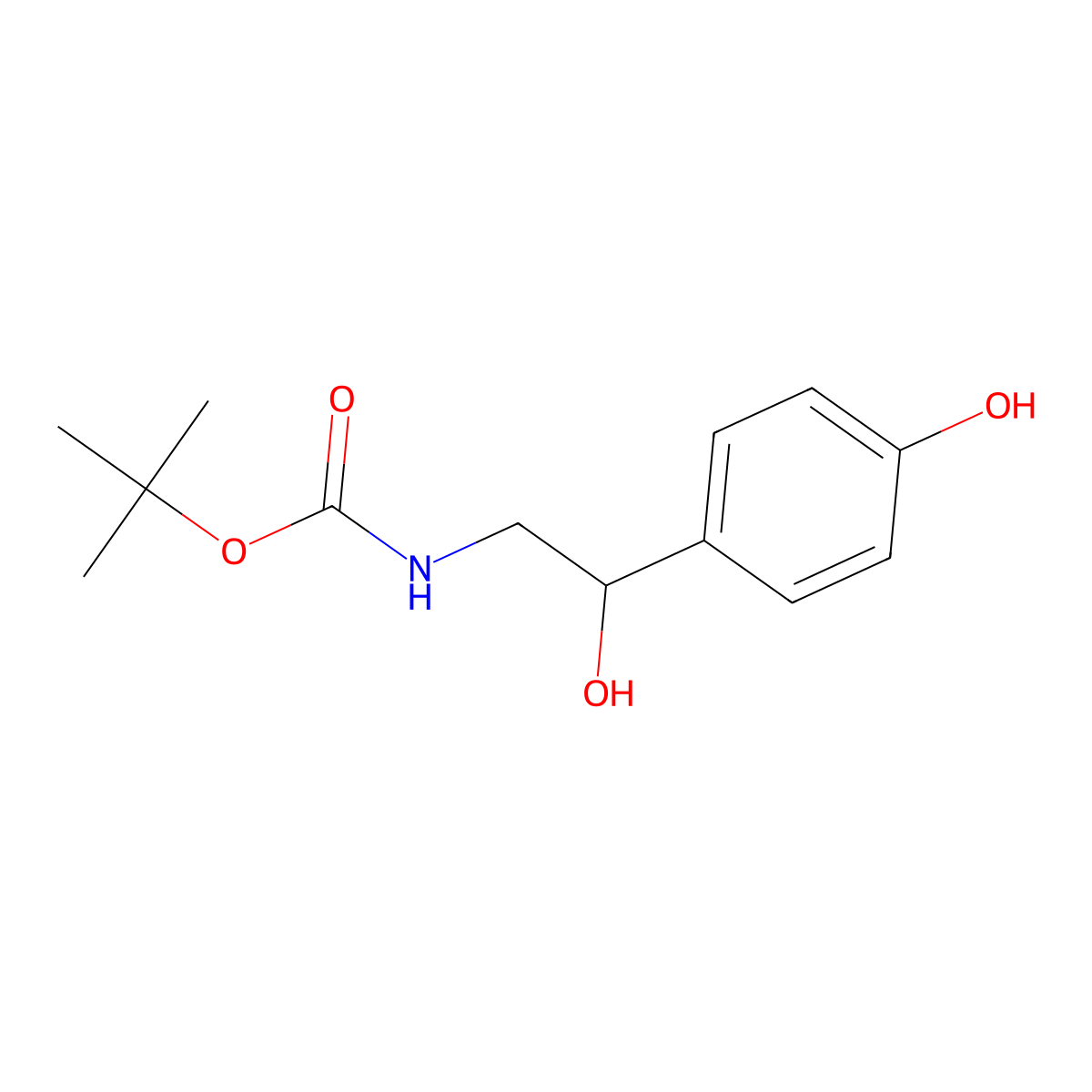 tert-butyl N-[2-hydroxy-2-(4-hydroxyphenyl)ethyl]carbamate molecular structure, CAS 126395-31-1