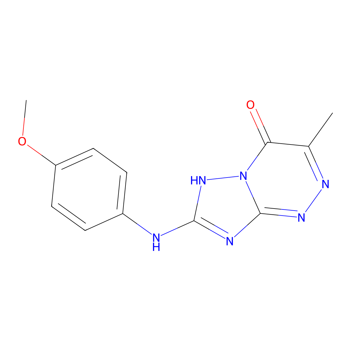 7-((4-methoxyphenyl)amino)-3-methyl-[1,2,4]triazolo[5,1-c][1,2,4]triazin-4(8H)-one molecular structure, CAS 126396-39-2
