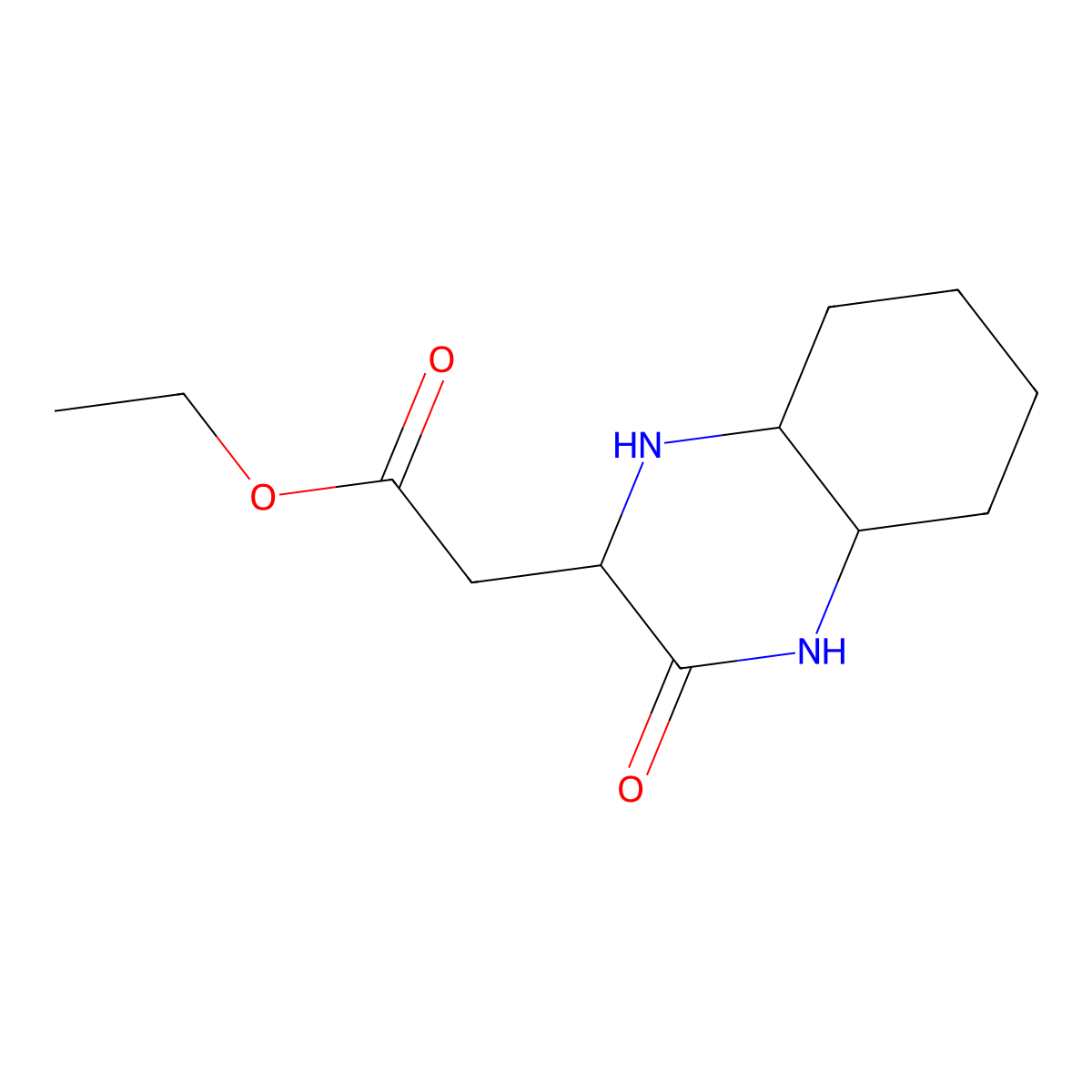 Ethyl (3-oxodecahydroquinoxalin-2-yl)acetate molecular structure, CAS 126396-51-8