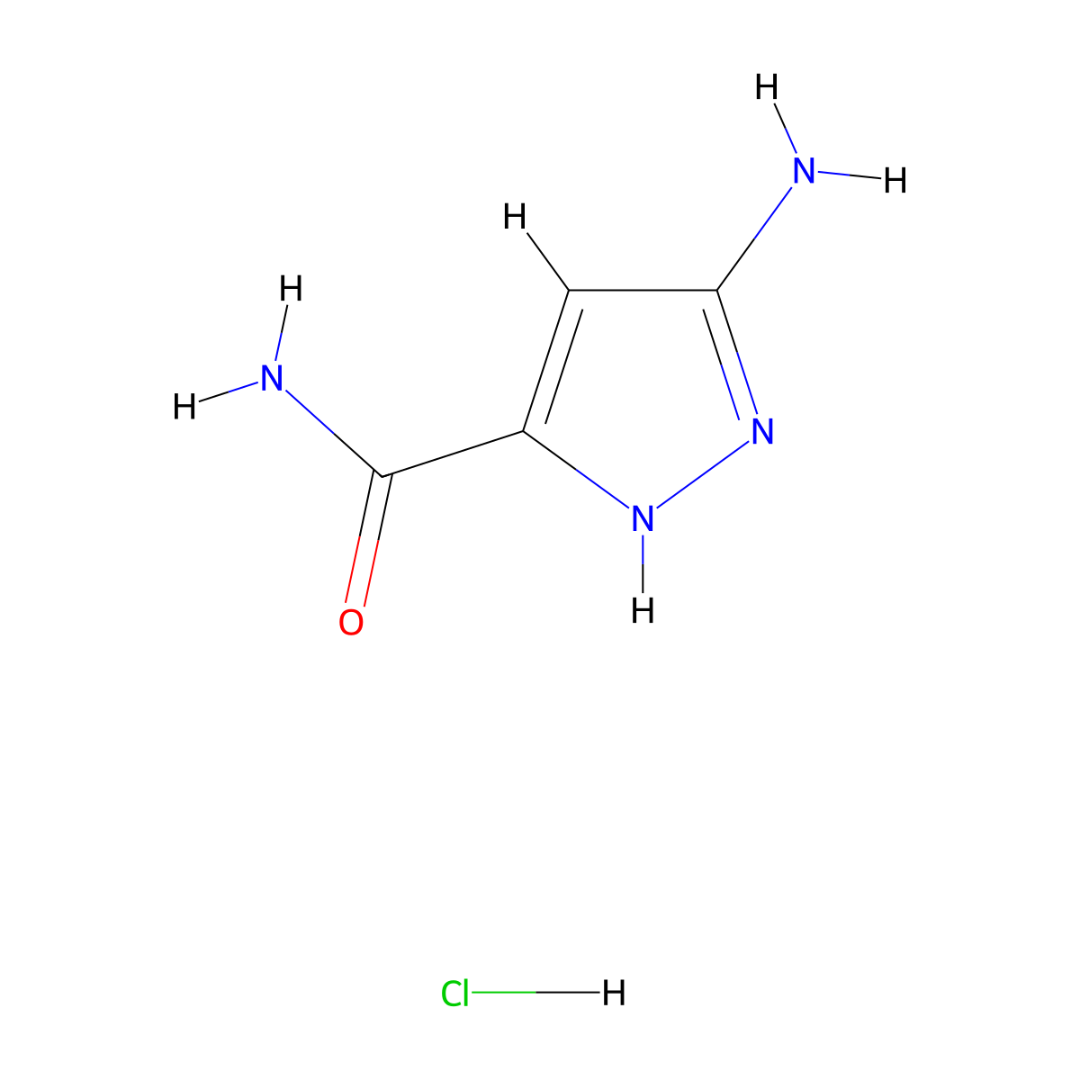 5-Amino-1H-pyrazole-3-carboxamide hydrochloride molecular structure, CAS 1263987-04-7