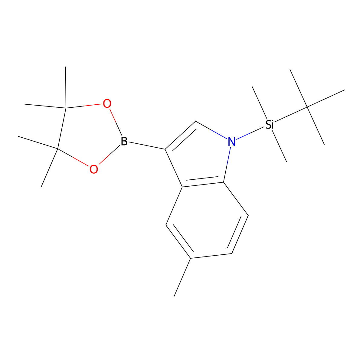 1-(tert-Butyldimethylsilyl)-5-methyl-3-(4,4,5,5-tetramethyl-1,3,2-dioxaborolan-2-yl)-1H-indole molecular structure, CAS 1263987-17-2