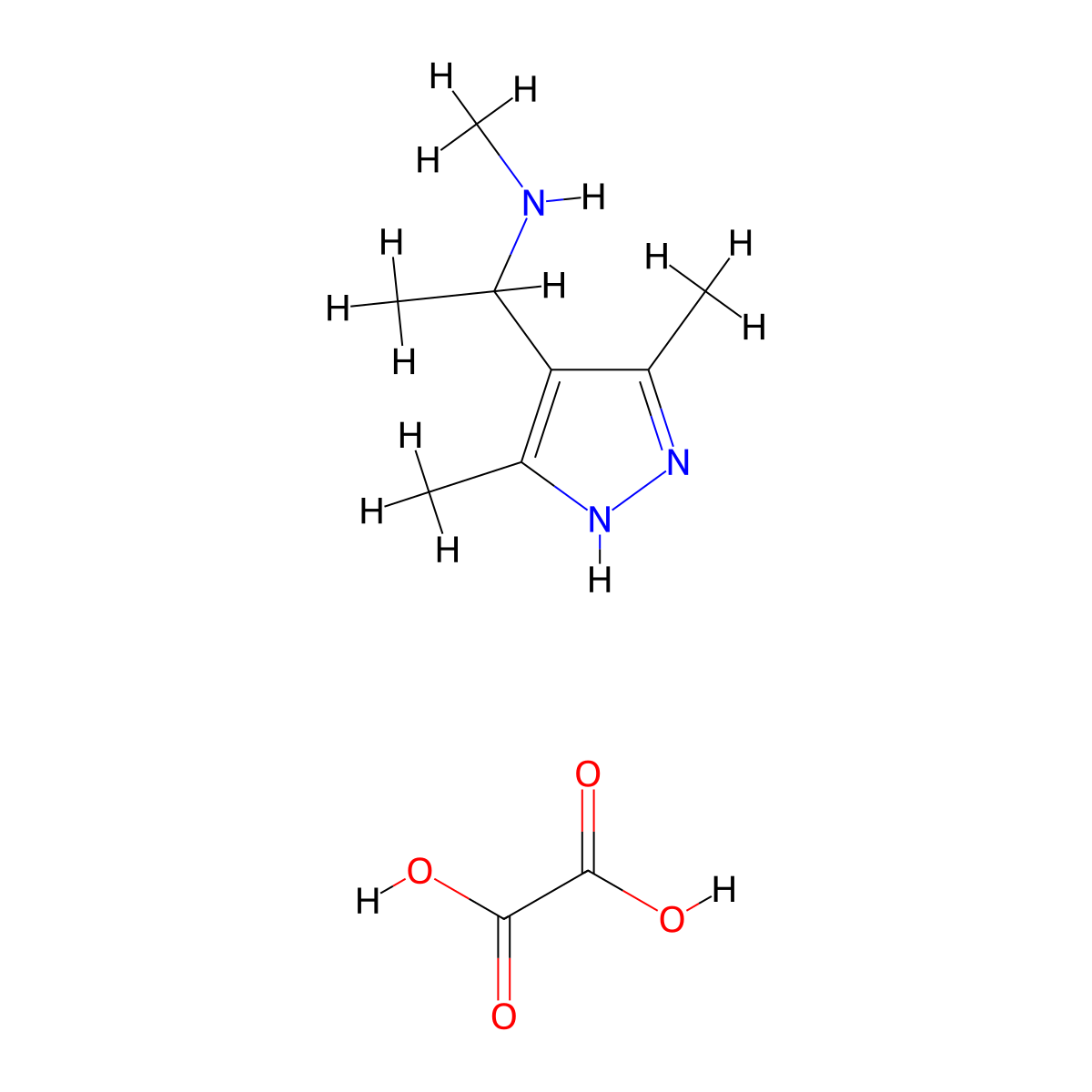 1-(3,5-Dimethyl-1H-pyrazol-4-yl)-N-methylethanamine oxalate molecular structure, CAS 1263987-41-2