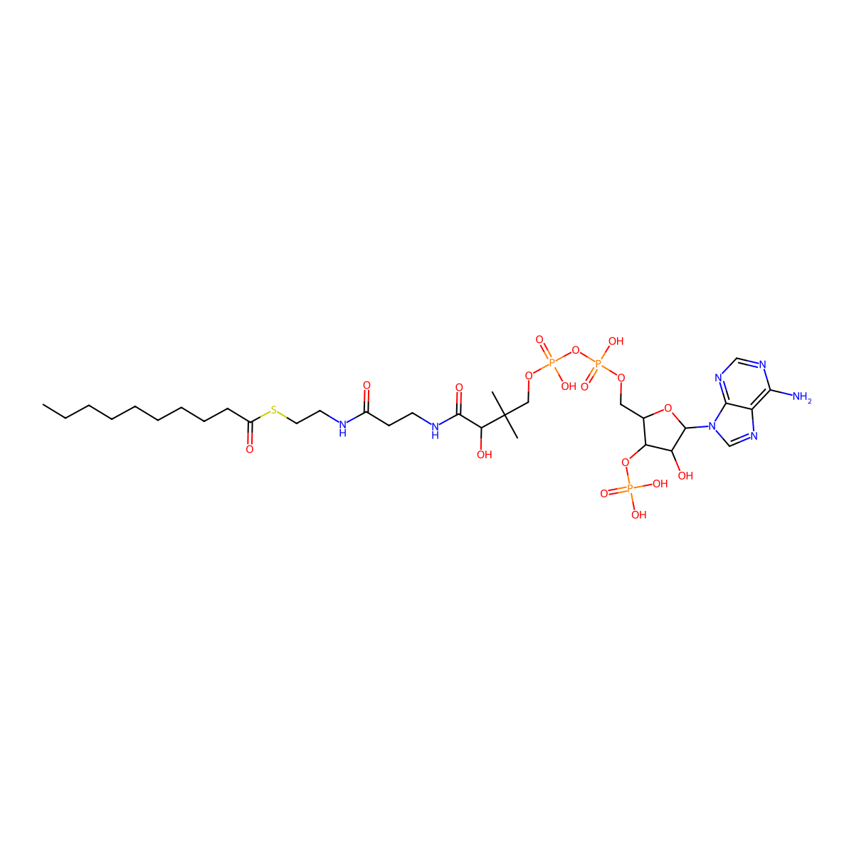 Decanoyl-coa molecular structure, CAS 1264-57-9