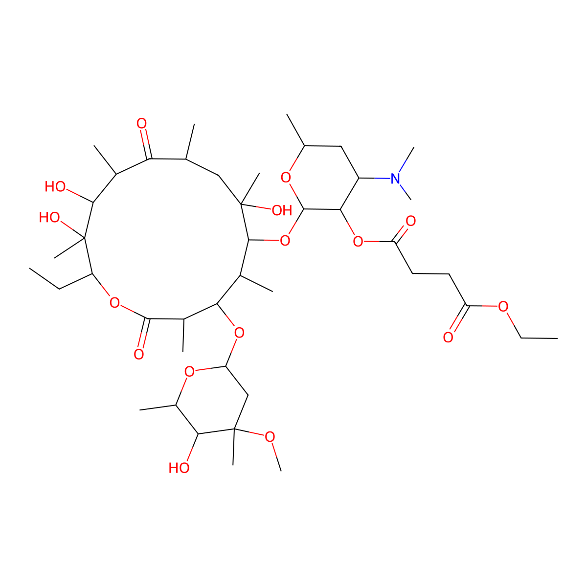 Erythromycin ethyl succinate molecular structure, CAS 1264-62-6