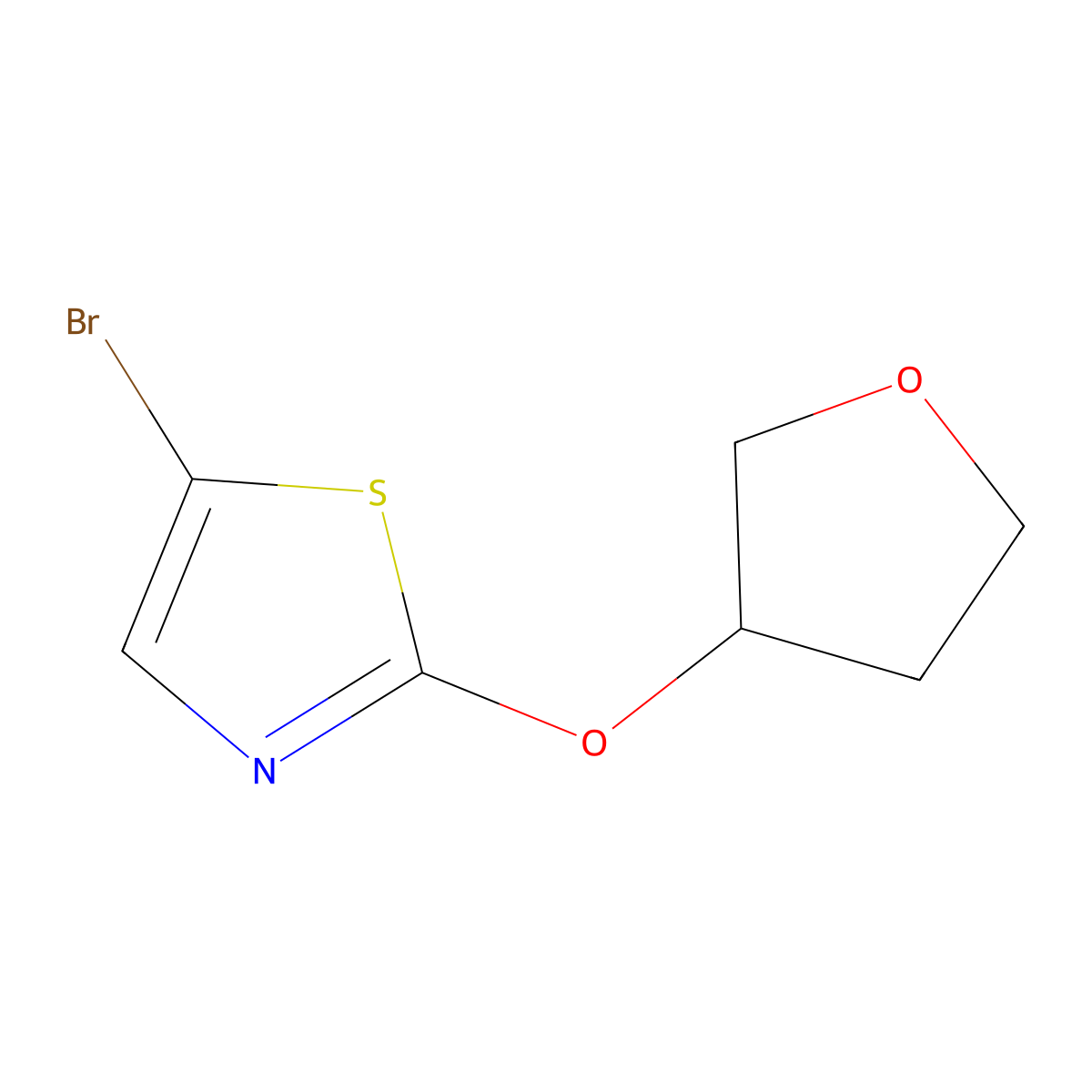 5-Bromo-2-(oxolan-3-yloxy)-1,3-thiazole molecular structure, CAS 1264034-01-6
