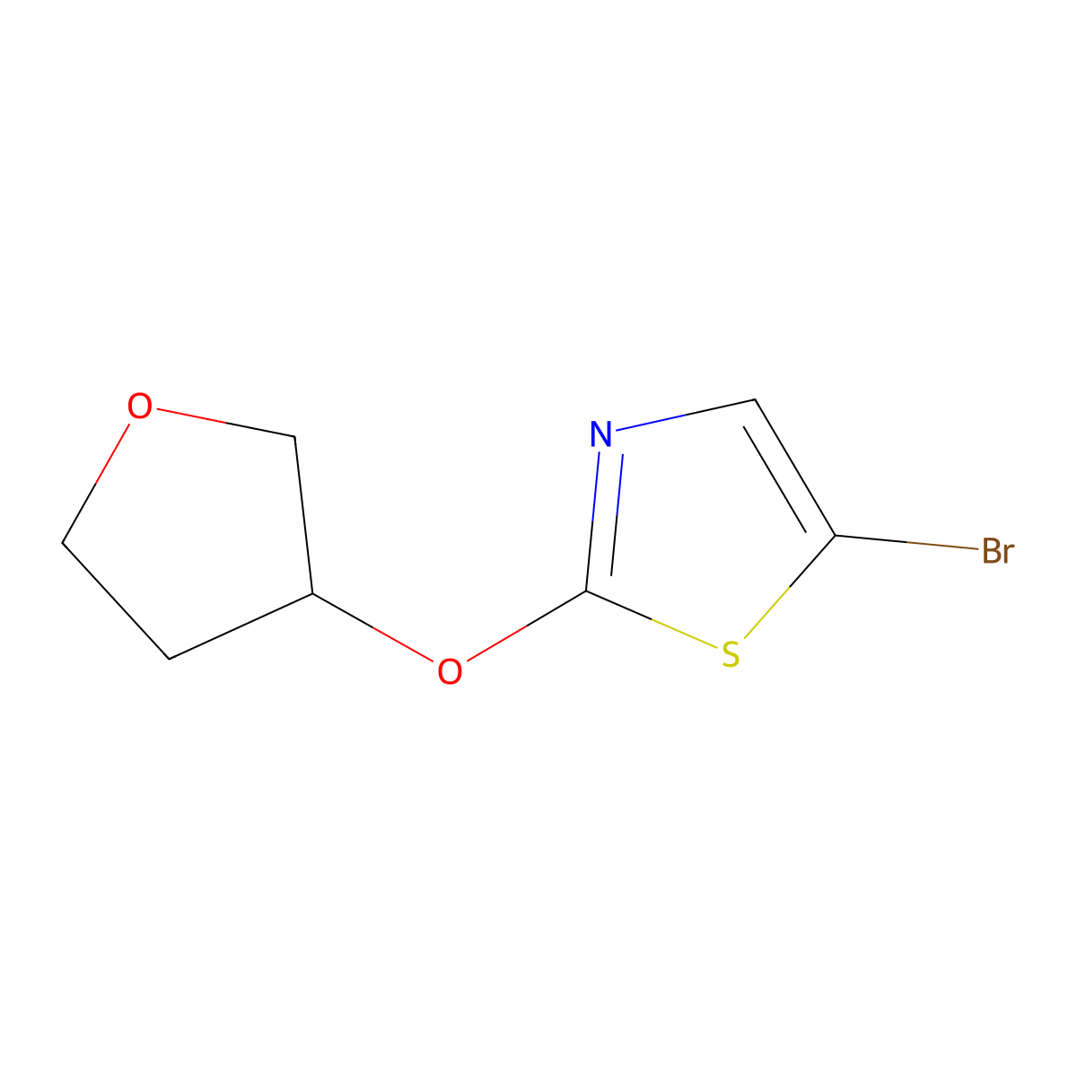 5-Bromo-2-(oxolan-3-yloxy)-1,3-thiazole molecular structure, CAS 1264034-01-6