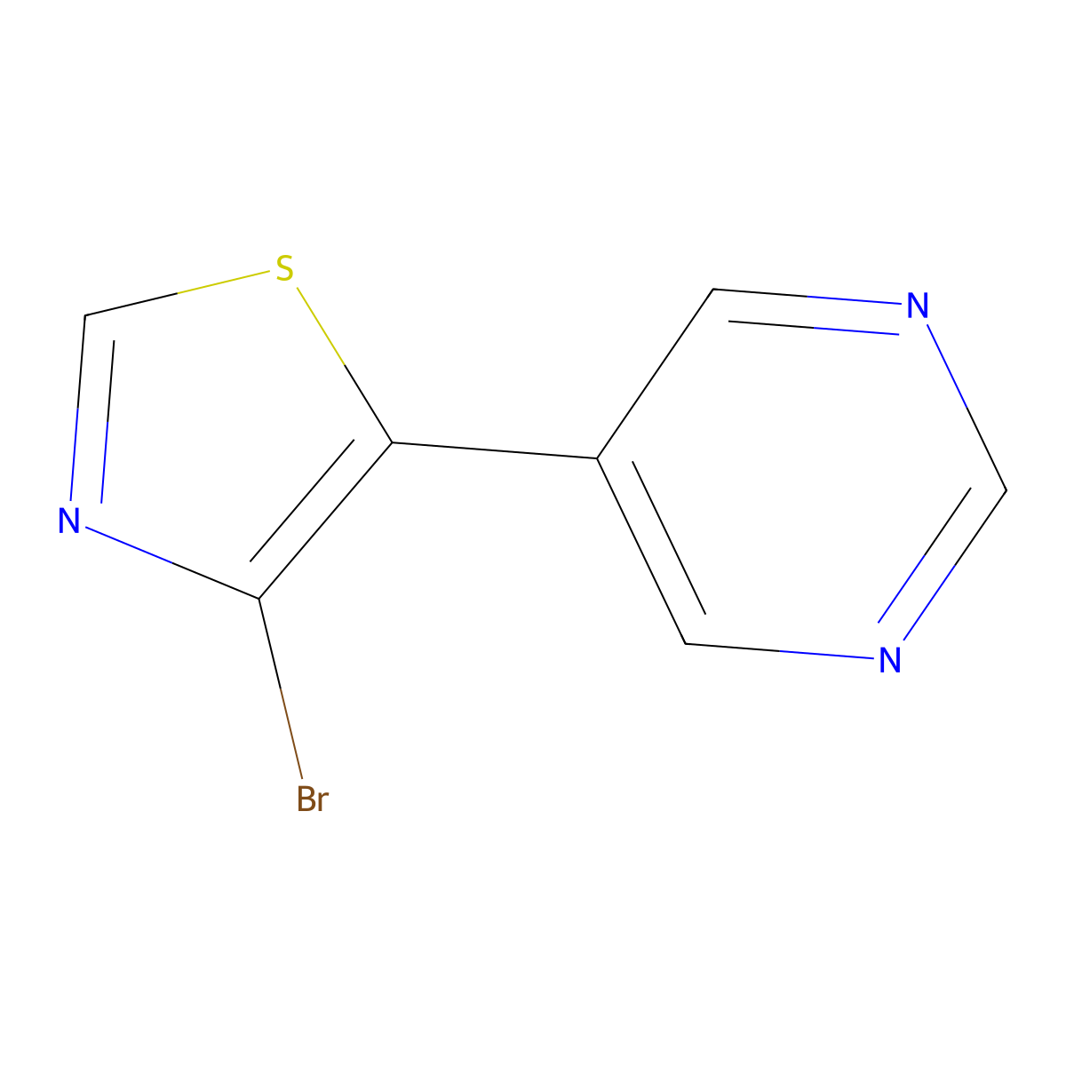 4-Bromo-5-(5-pyrimidyl)thiazole molecular structure, CAS 1264034-09-4