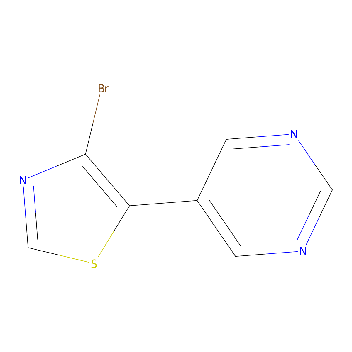 4-Bromo-5-(5-pyrimidyl)thiazole molecular structure, CAS 1264034-09-4