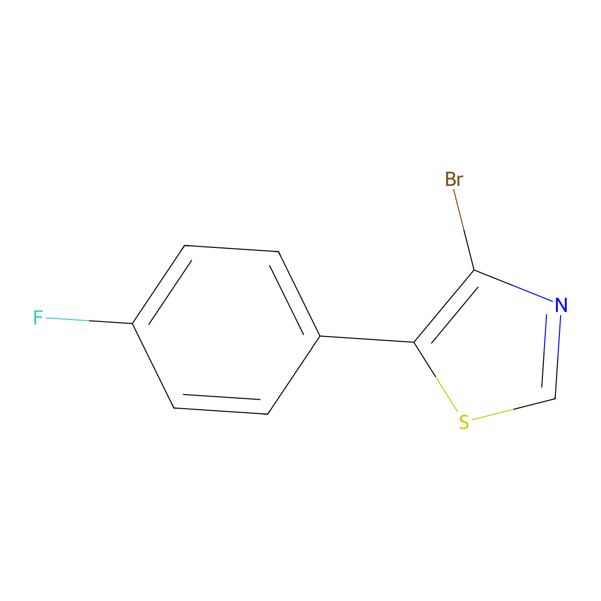 4-Bromo-5-(4-fluorophenyl)thiazole molecular structure, CAS 1264034-36-7