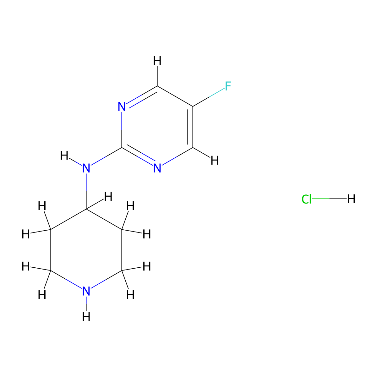 5-fluoro-N-(piperidin-4-yl)pyrimidin-2-amine hydrochloride molecular structure, CAS 1264035-23-5