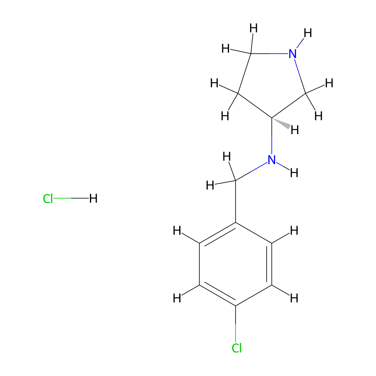 (4-Chloro-benzyl)-(S)-pyrrolidin-3-yl-amine hydrochloride molecular structure, CAS 1264035-29-1