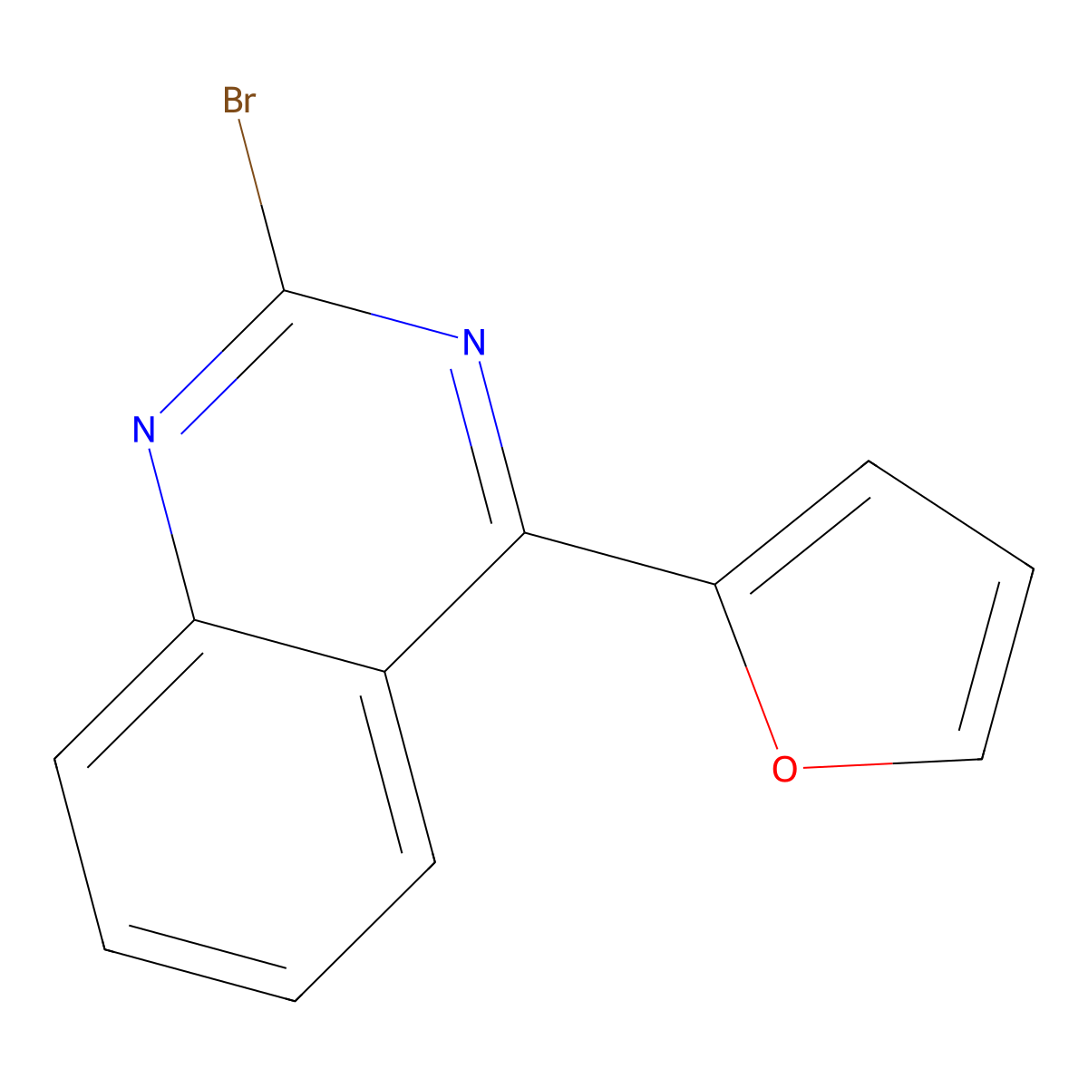 2-Bromo-4-(2-furyl)quinazoline molecular structure, CAS 1264035-62-2