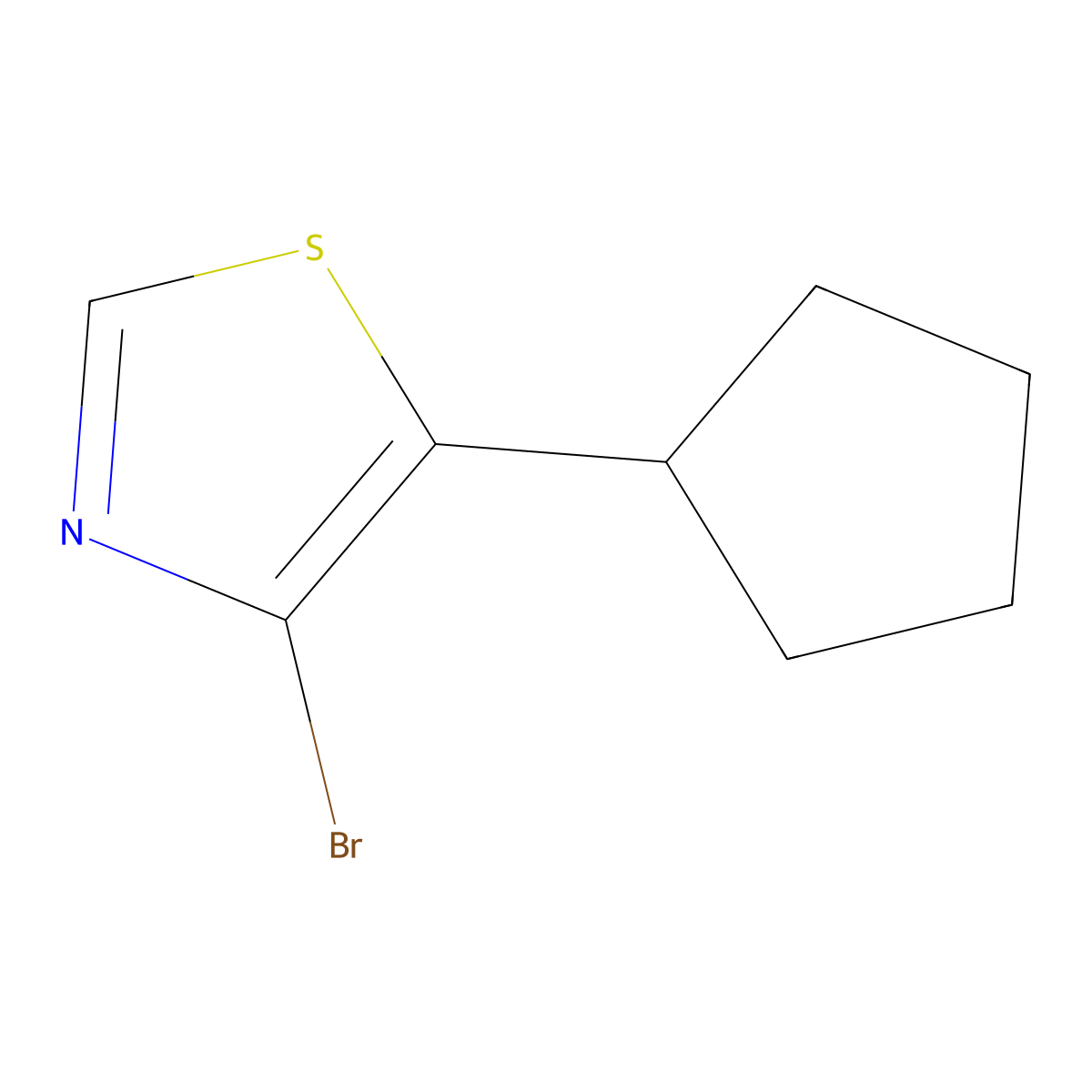 4-Bromo-5-(cyclopentyl)thiazole molecular structure, CAS 1264036-28-3