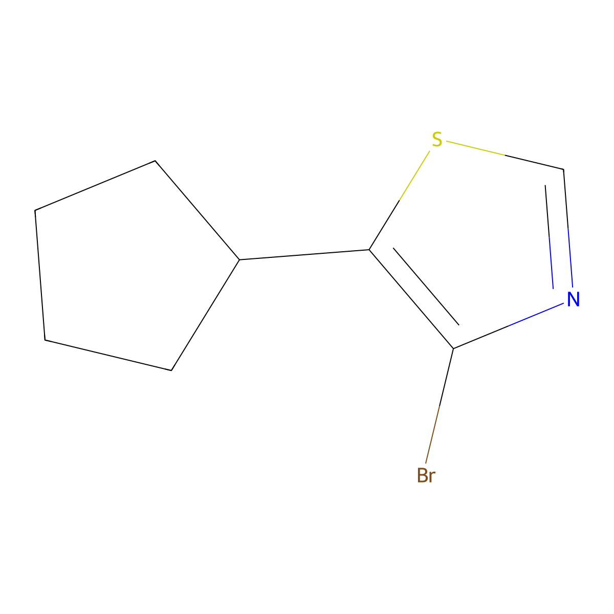 4-Bromo-5-(cyclopentyl)thiazole molecular structure, CAS 1264036-28-3